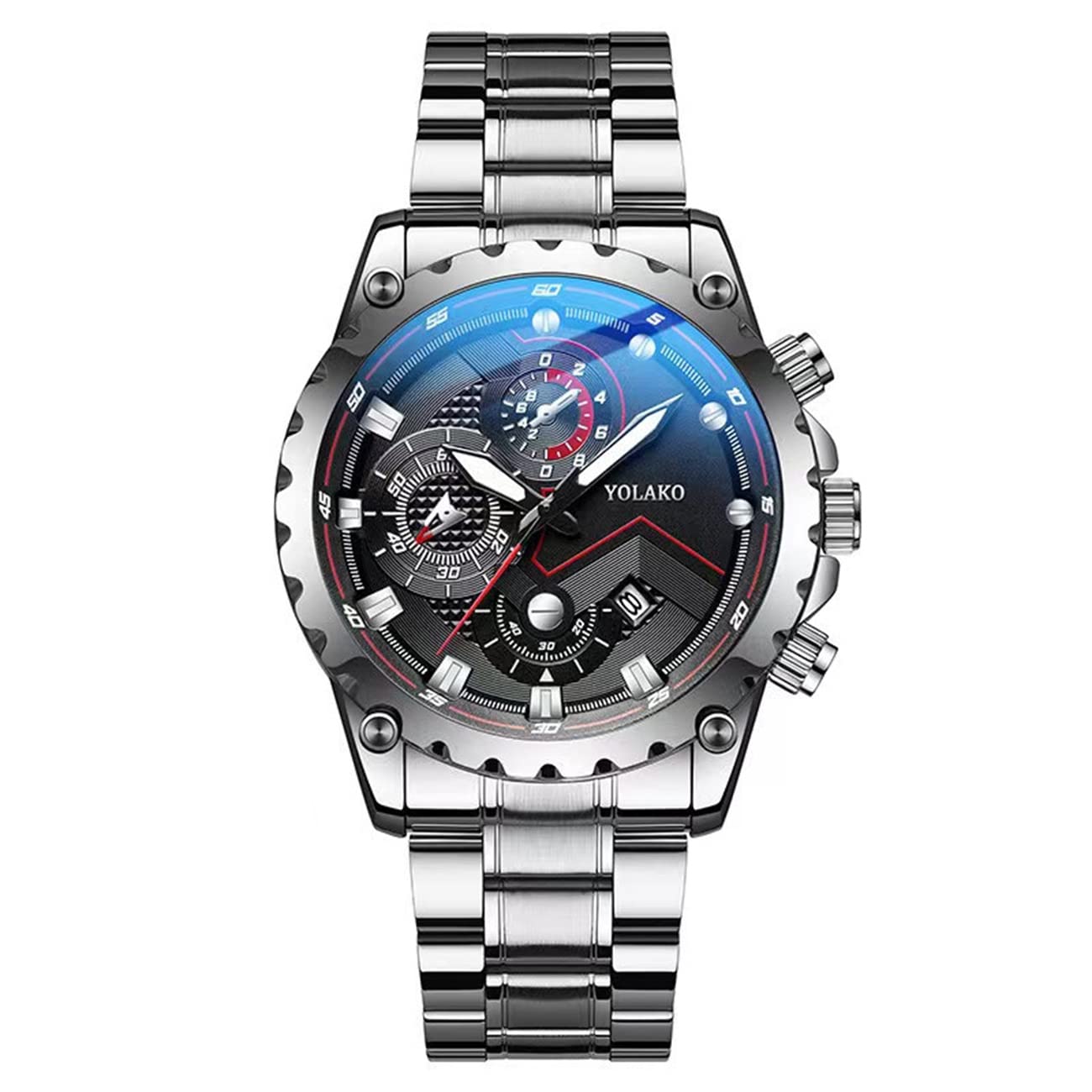 CDYBOX Men's Stainless Steel Sports Watch - Fashion Quartz Wristwatch for Business & Casual Wear - Perfect for Office, Gym & Outdoor Activities