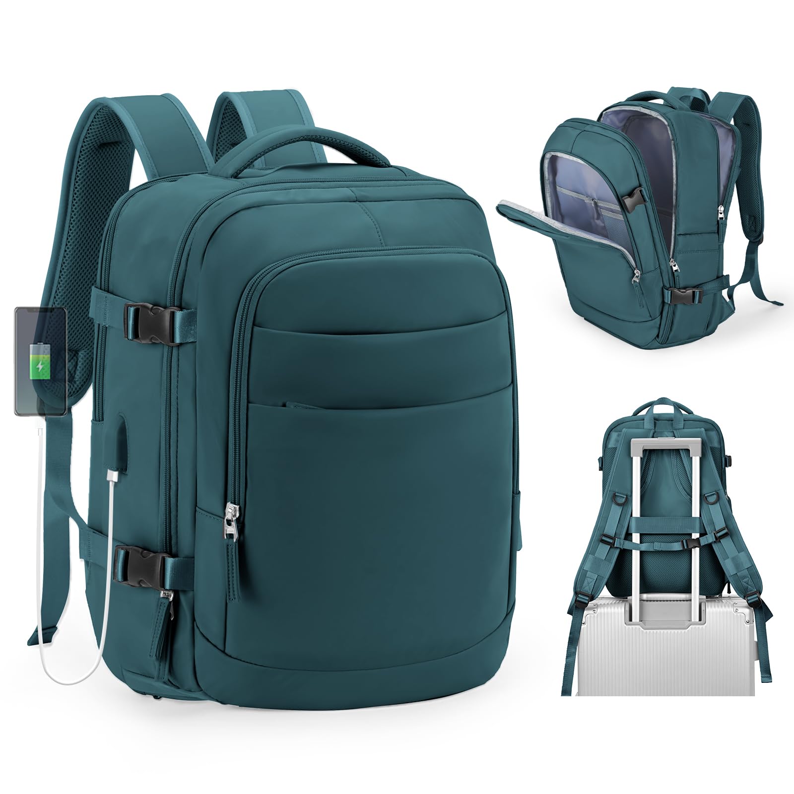 Flight Approved Travel Backpack with Laptop Compartment - Business & Work Carry On (Blue) for Commuting & Travel