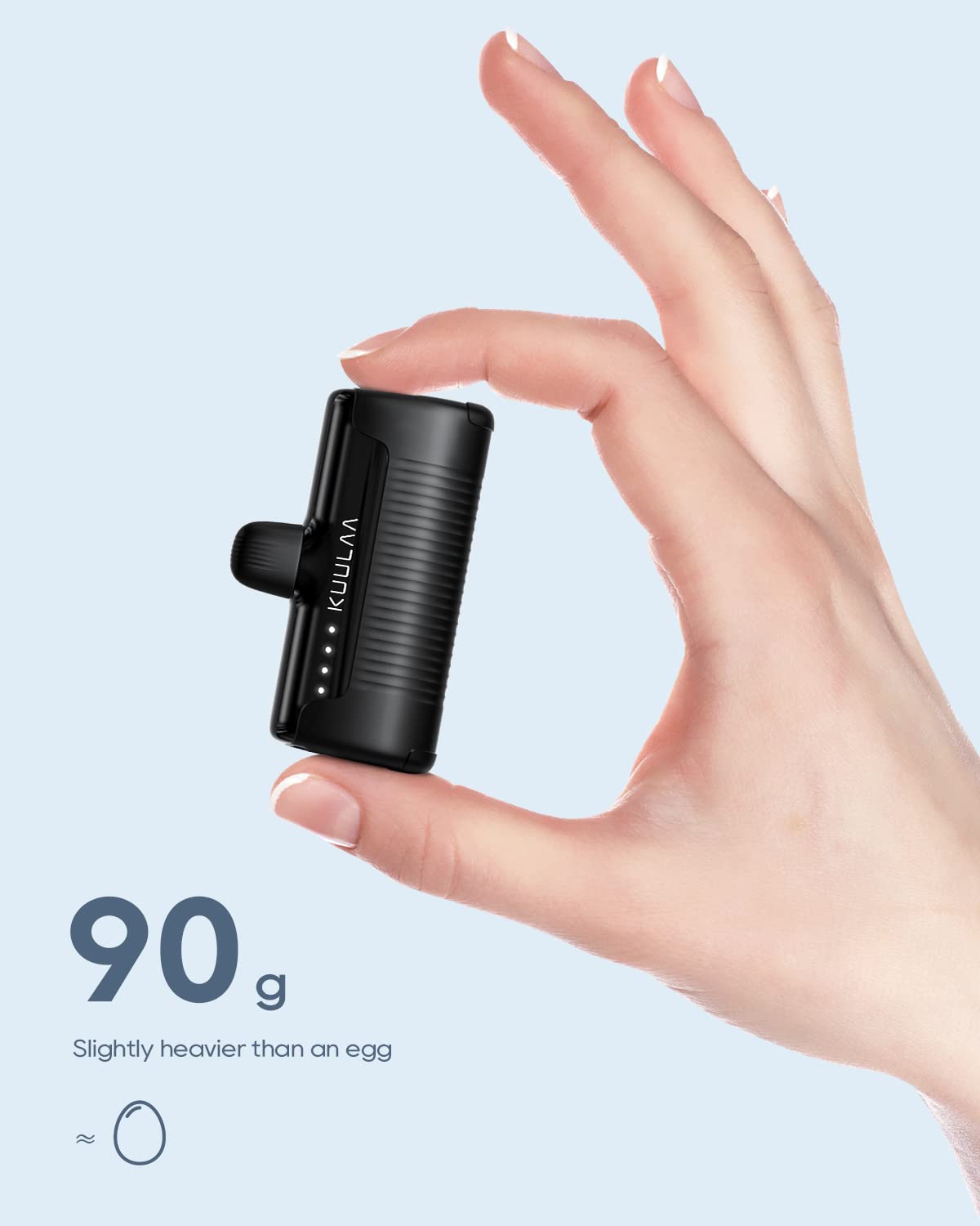 Kuulaa 4500mAh Portable Charger with Built-in Lightning Cable - Compact Power Bank for iPhone 14/13/12 Series (14 Pro/Pro Max/Plus) - Fast Charging External Battery for Travel, Camping & Emergency Backup (Black) | Perfect for Outdoor Adventures, Business Trips & Daily Commute