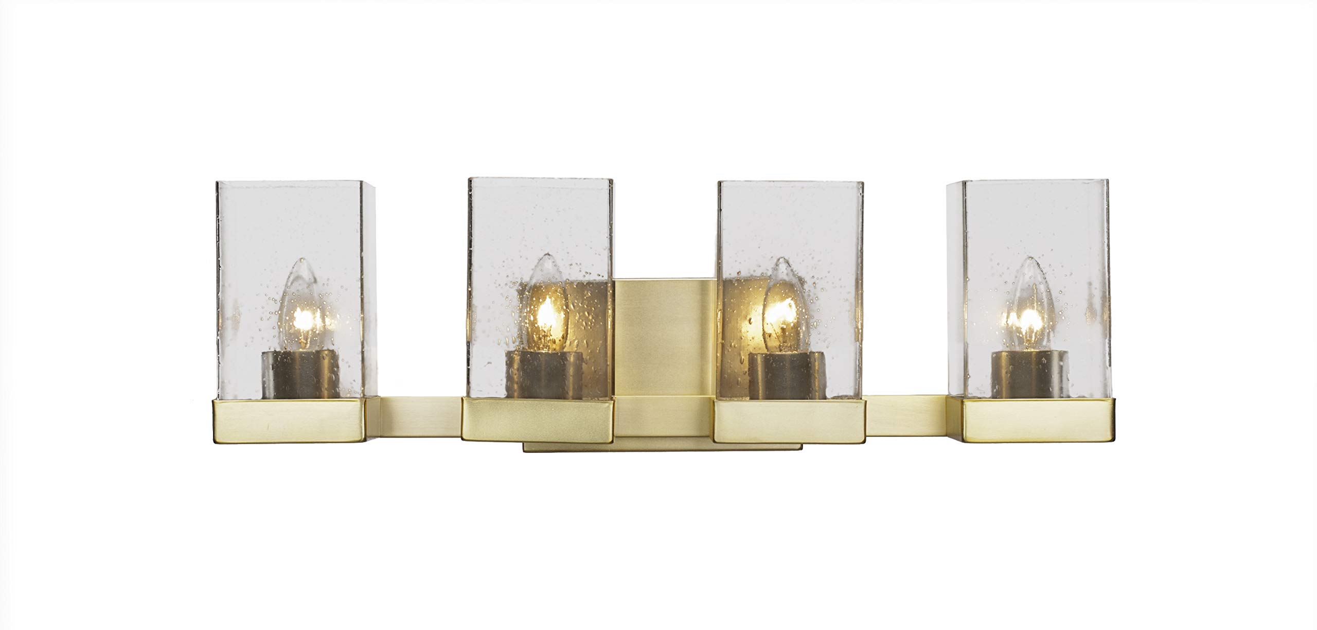 Toltec Lighting Nouvelle 4-Light Bathroom Vanity Light Bar in New Age Brass - Modern Bathroom Lighting Fixture for Vanity, Mirror, or Powder Room (3124-NAB-530)