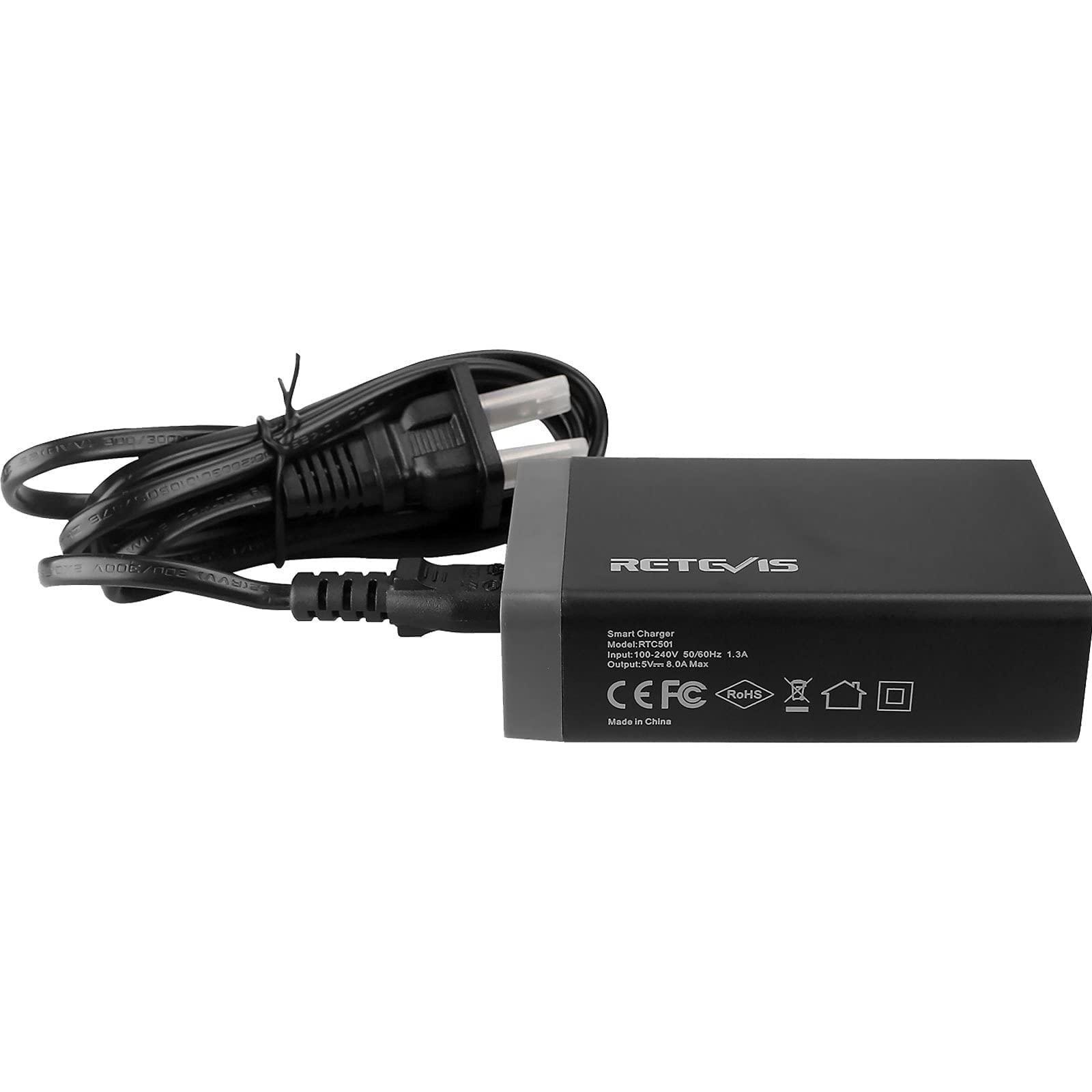 Retevis 5-Port USB Wall Charger for Walkie Talkies - Fast Charging Station Compatible with RT68 RB28 RT19 RT22P NR10 RT18 RT22S H777 RB89 RT86 RT45P RB29 Baofeng Cobra HYT Radios & iPhone - Perfect for Home, Office, and Emergency Communication (1 Pack)