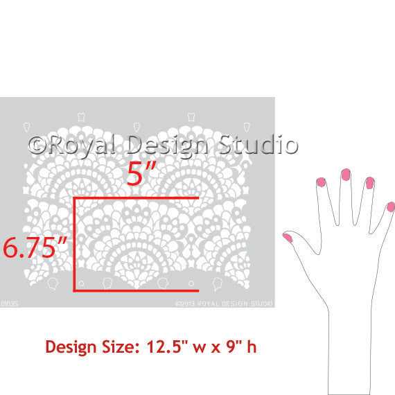 Spanish Lace Scallop Furniture Stencil - DIY Home Decor Stencils for Painting on Wood, Walls, Fabric - Perfect for Furniture Makeover, Wall Art, and Craft Projects