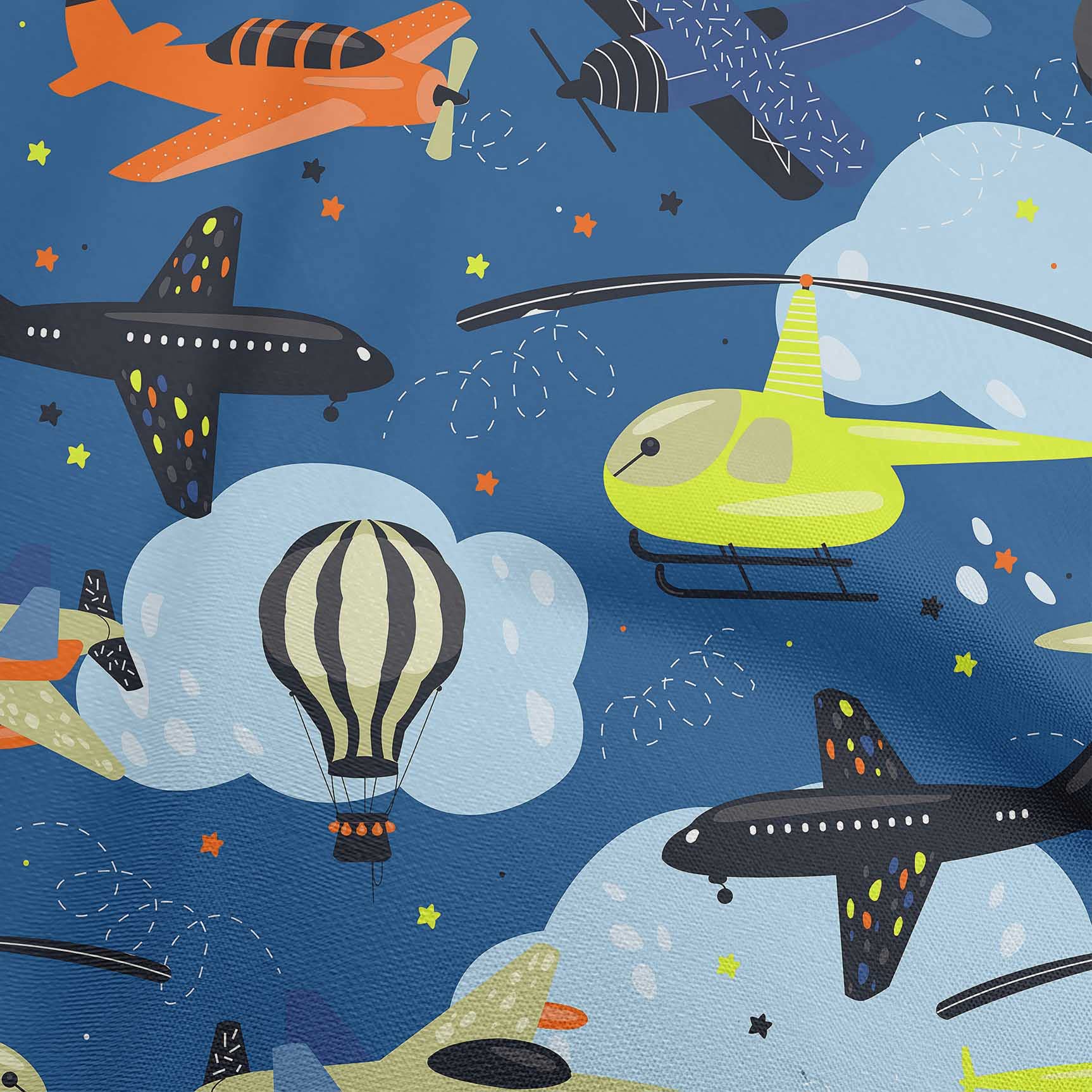 Velvet Blue Airplane Print Fabric by The Yard - 58 Inch Wide Soft Sewing Material for DIY Kids Clothing, Nursery Decor & Craft Projects | Perfect for Quilting, Dressmaking & Home Decor