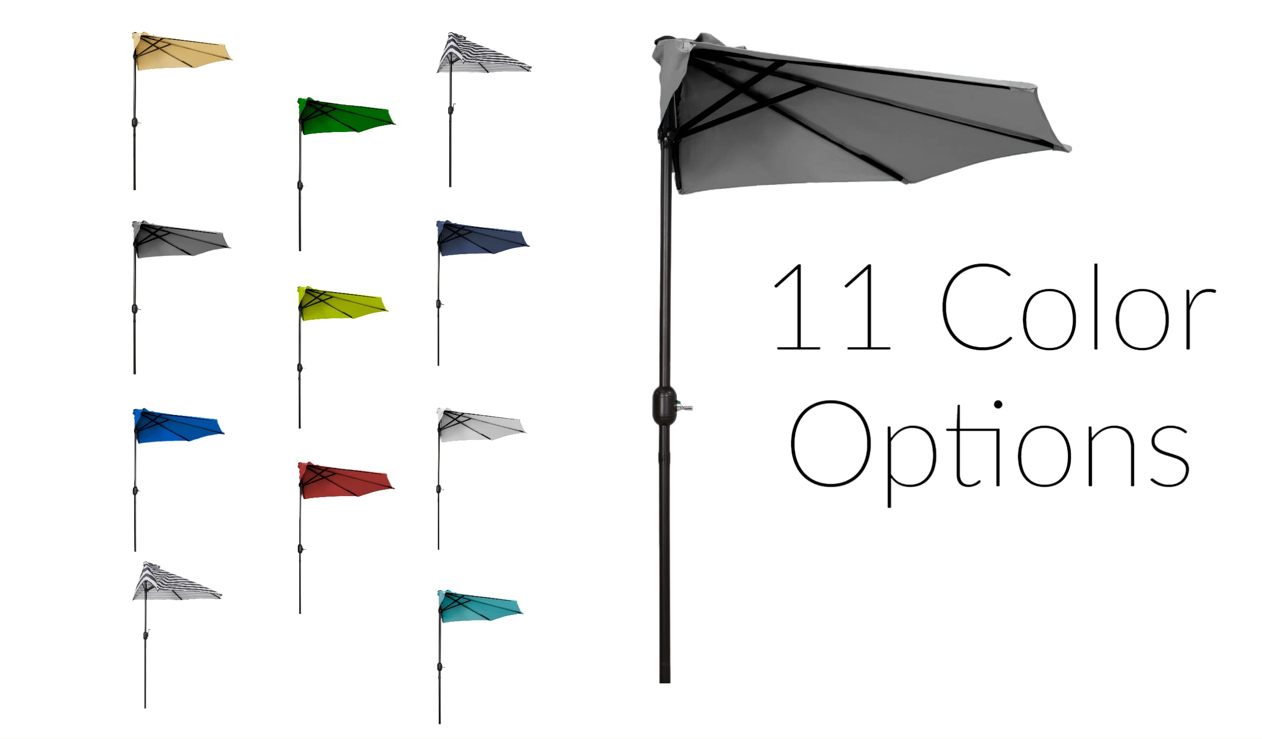 9 Ft Patio Umbrella for Outdoor - Half Market Umbrella with Crank Lift, UV Protection & Waterproof Canopy - Perfect for Garden, Poolside, Deck, and Balcony Use