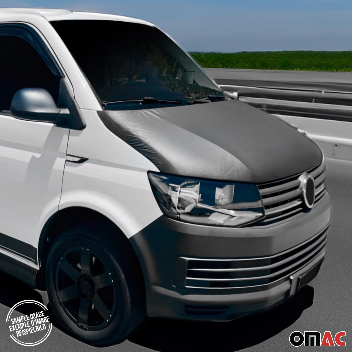 OMAC Black Full Coverage Car Bonnet Mask Hood Bra for Ford Transit Connect 2010-2013 | Durable Protection Against Road Debris & Weather for Your Vehicle