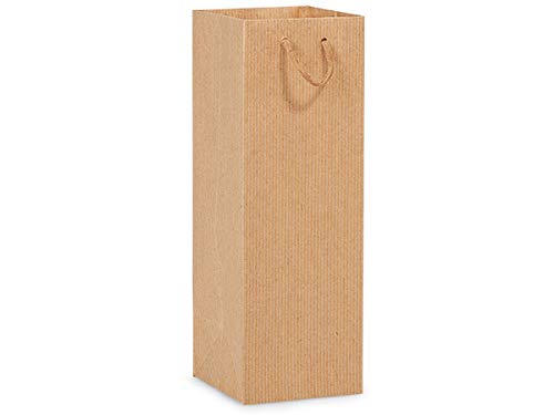 100 Pack Kraft Pinstripe Wine Gift Bags 4.5