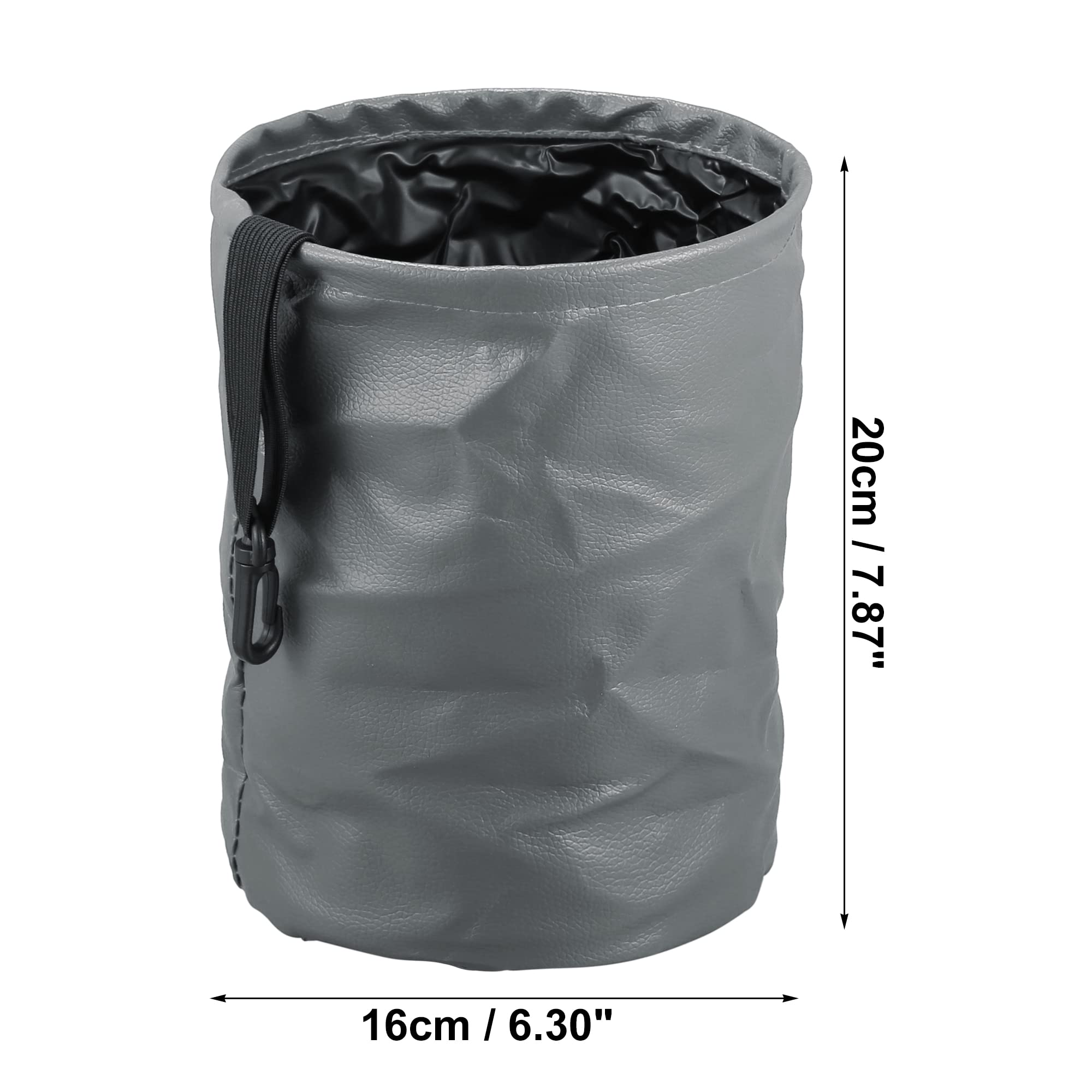 Foldable Hanging Car Trash Can - Light Gray Faux Leather Vehicle Garbage Storage Box | Auto Interior Accessories for Sedan, SUV, Truck | Perfect for Road Trips, Commuting & Family Travel