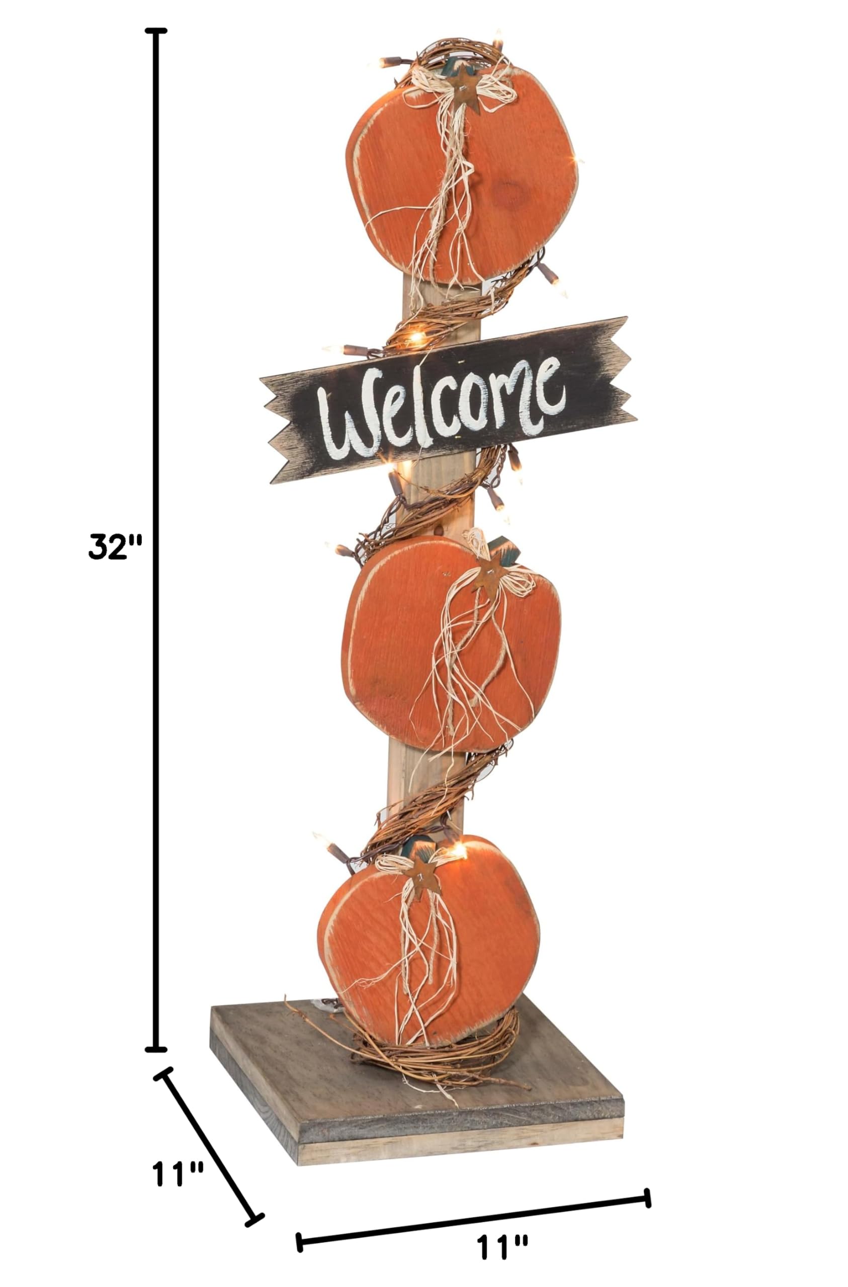 Farmhouse Welcome Sign - Handcrafted Pine Wood Autumn Pumpkin Decor for Porch, Front Door & Home Entryway | Seasonal Fall Decorations by Furniture Barn USA