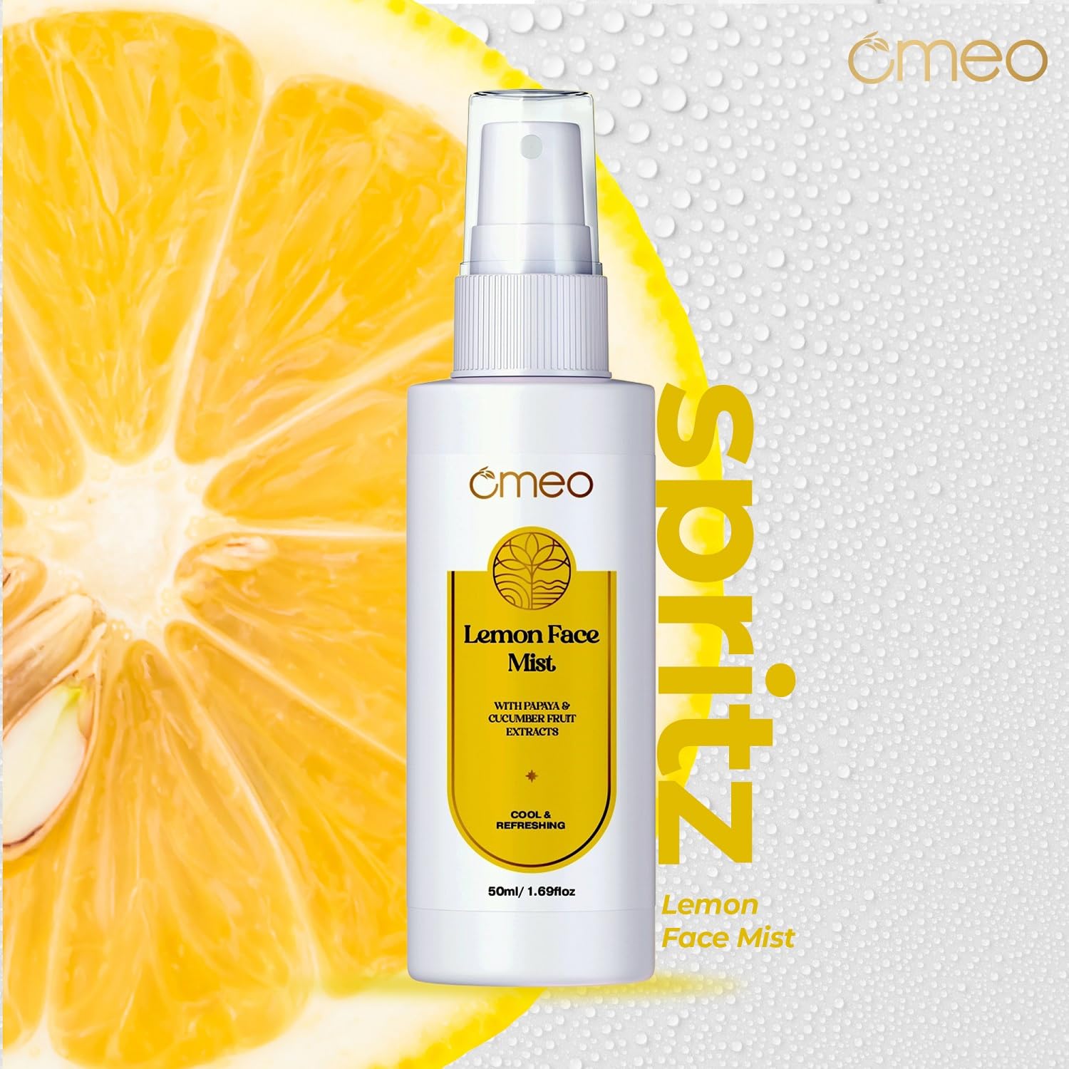 Omeo Lemon Face Mist - 50ml Hydrating Facial Spray for Dry Skin, Refreshing & Soothing, Perfect for Travel, Gym & Daily Skincare Routine