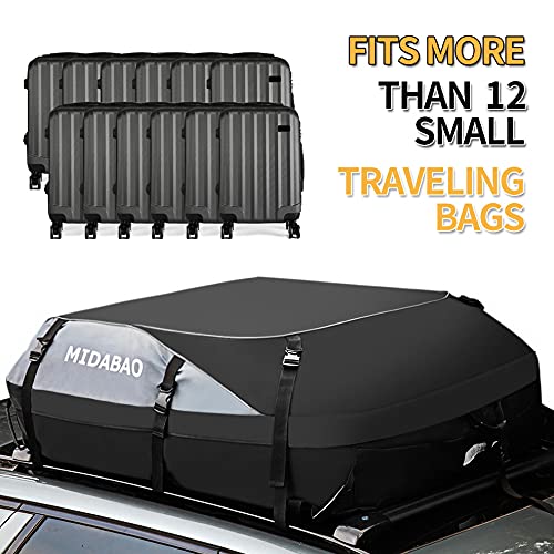 25 Cubic Feet Waterproof Roof Top Cargo Carrier Bag with 6 Door Hooks - Universal Fit for All Vehicles (With/Without Rack) - Perfect for Road Trips, Camping Gear Storage & SUV Travel Accessories