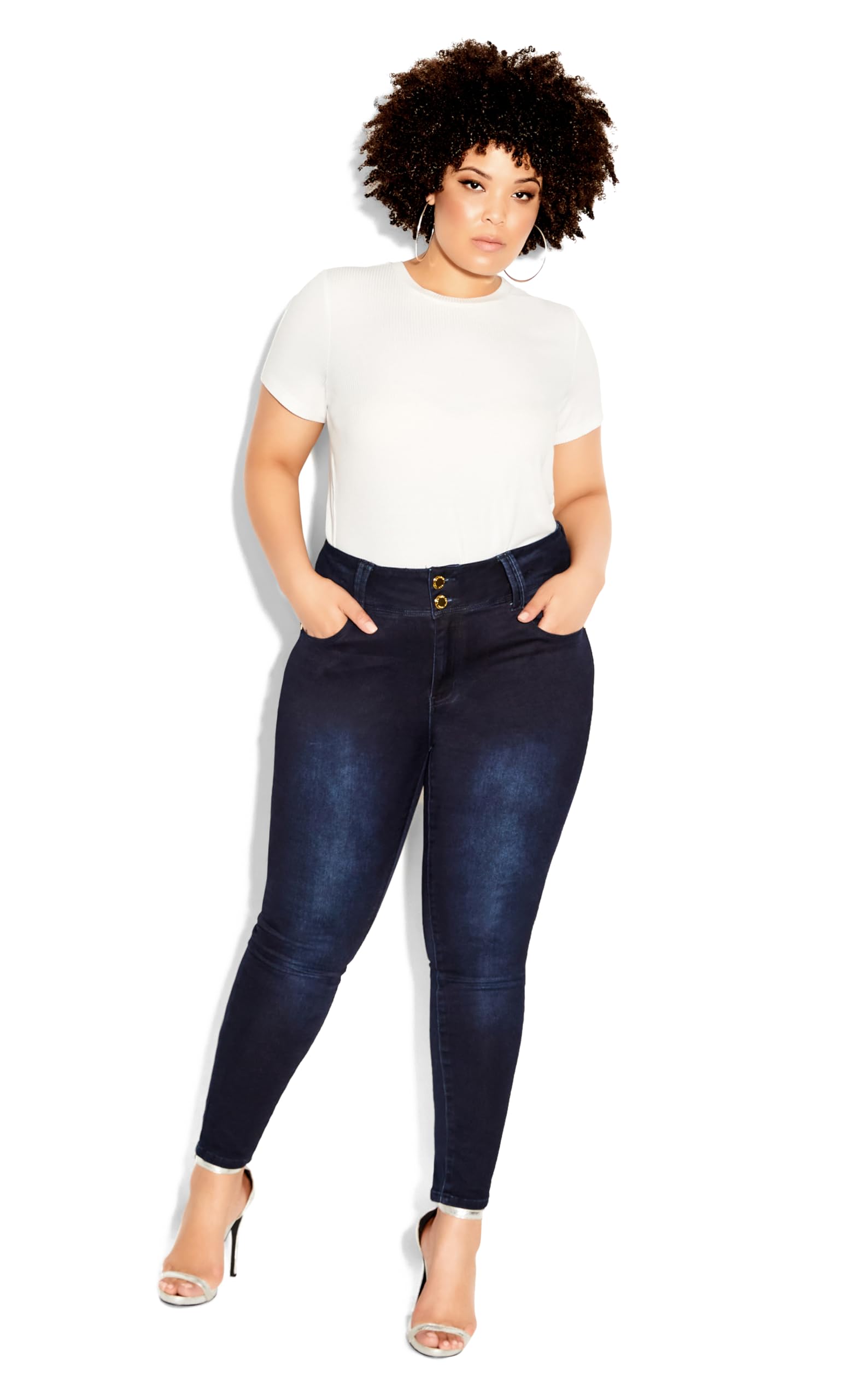 Women's Plus Size Skinny Jeans - Asha Regular Fit Stretch Denim Pants for Casual Wear & Everyday Comfort