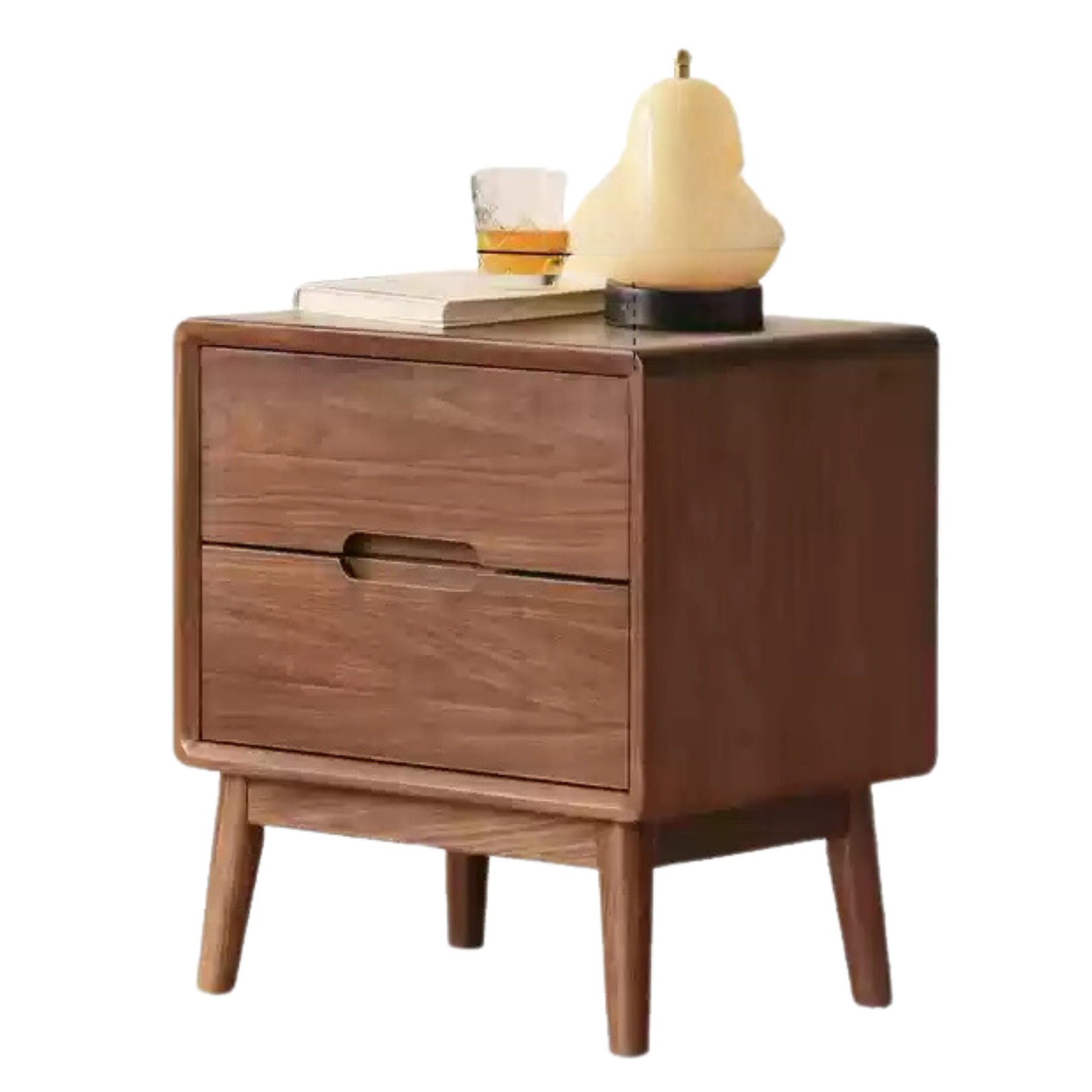 Premium Black Walnut Solid Wood Nightstand with Storage - Modern Bedside Table for Bedroom, Living Room & Guest Room - Durable & Stylish Furniture for Home Decor