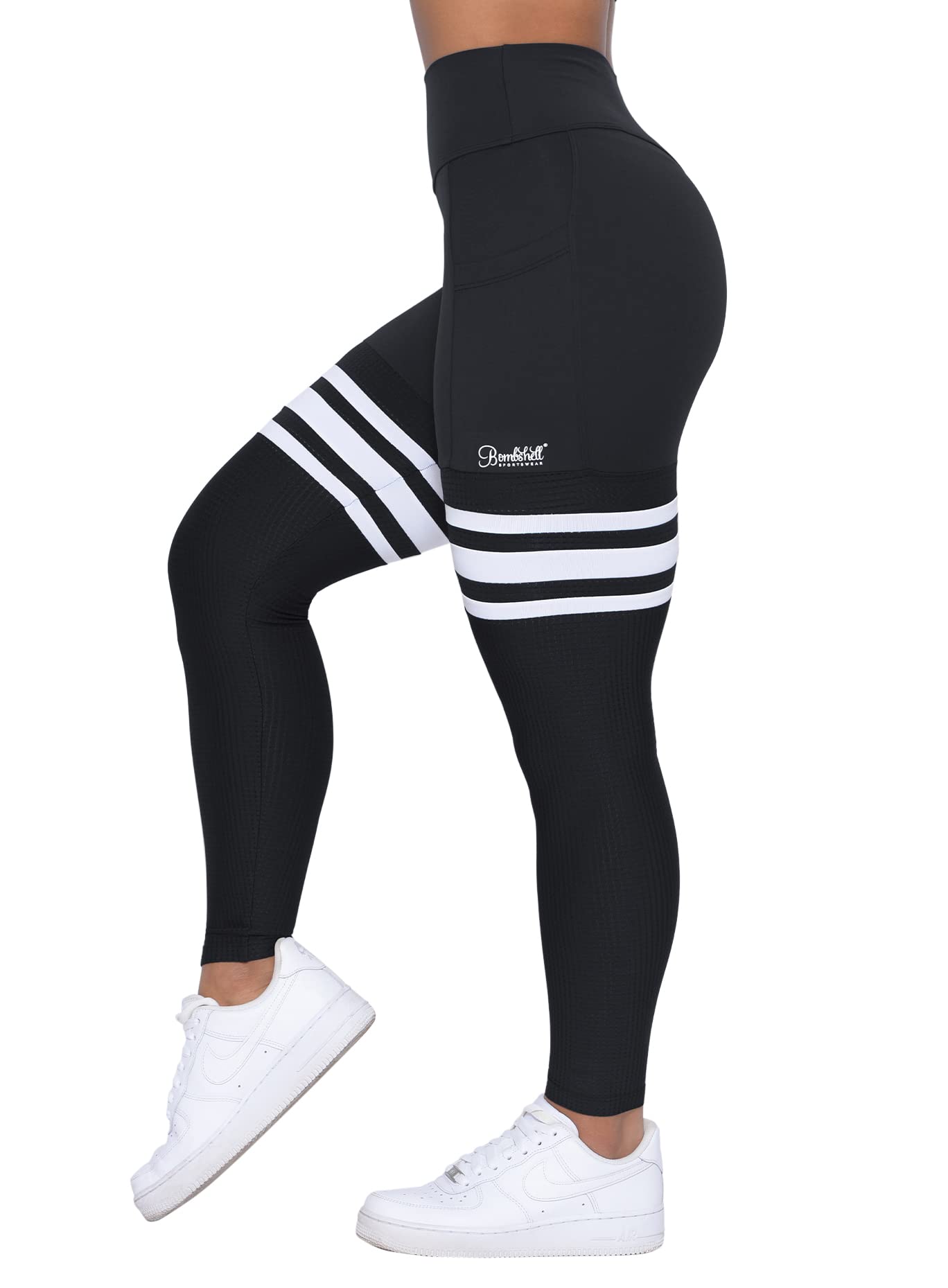 Bombshell Sportswear High-Waisted Thigh High Leggings for Women with Pockets - Workout, Running, Yoga & Gym Leggings - Perfect for Fitness, Lounge & Everyday Wear