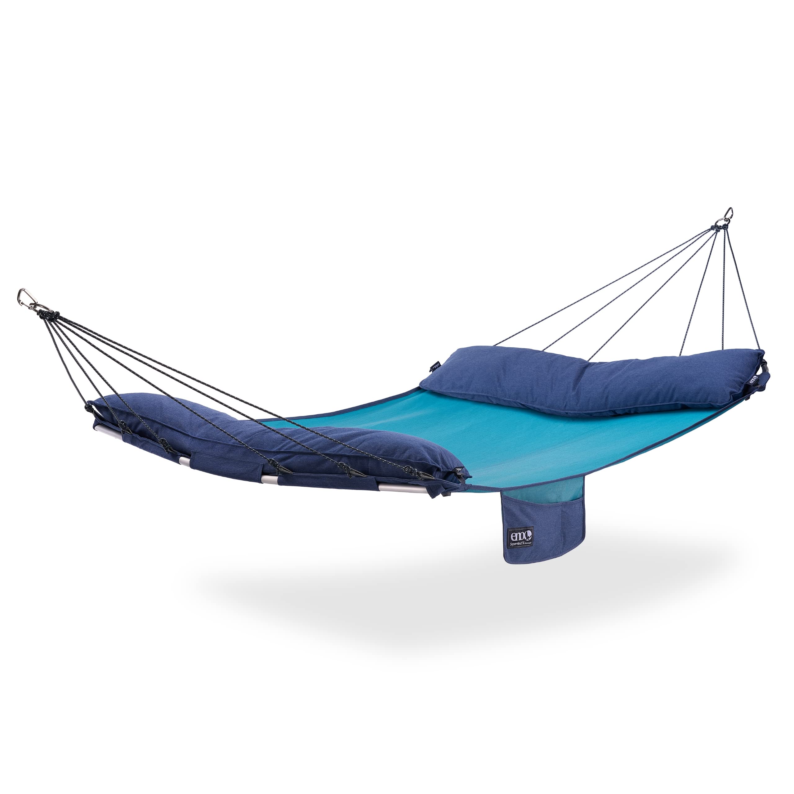 ENO SuperNest SL Hammock - 1-2 Person Outdoor Hammock for Backyard, Patio, Lawn & Balcony - Lightweight & Durable Camping Gear - Perfect for Relaxing, Reading & Napping (Coastal Blue)