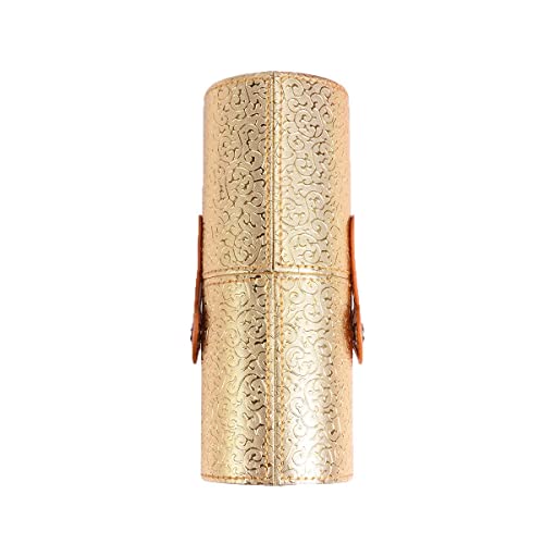 Premium PU Leather Makeup Brush Holder with Golden Dragon Claw Design - Travel Cosmetic Organizer Case for Brushes, Pencils & Beauty Tools | Perfect for Home Vanity, Travel & Professional Makeup Artists