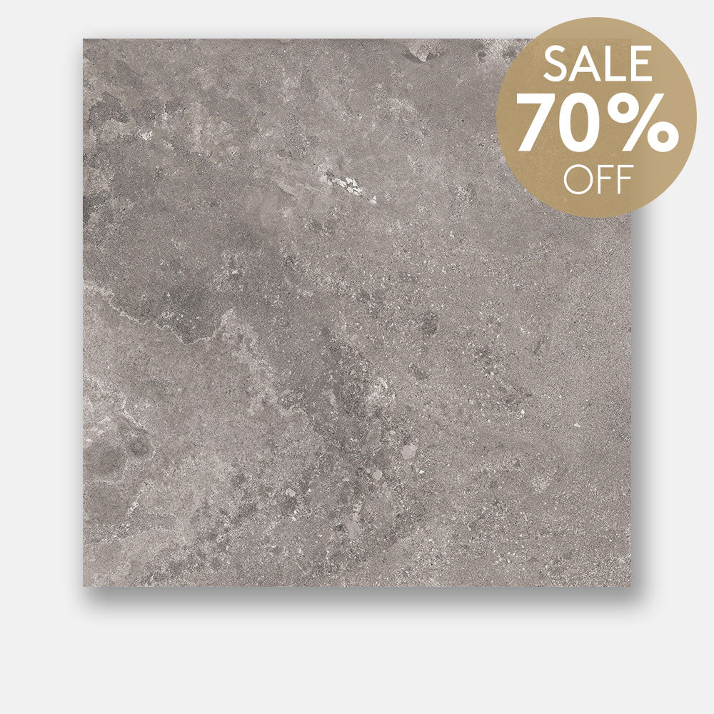 Evolene Grey 600x600mm Satin Finish Porcelain Tile - Concrete Look Floor & Wall Tile for Modern Living Rooms, Kitchens & Commercial Spaces