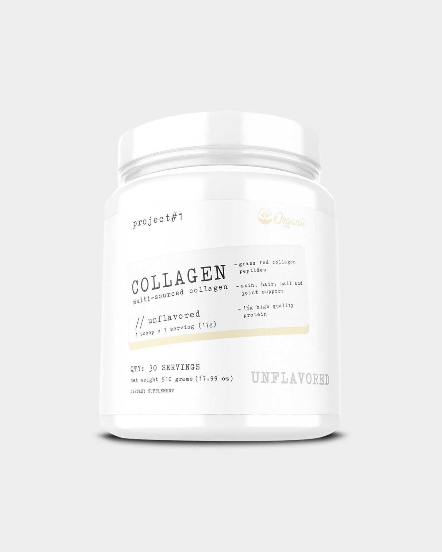 Premium Hydrolyzed Collagen Peptides Powder for Skin, Hair & Nails - Supports Joint Health & Anti-Aging - Unflavored Protein Supplement for Smoothies, Coffee & Baking (Project#1 Nutrition)
