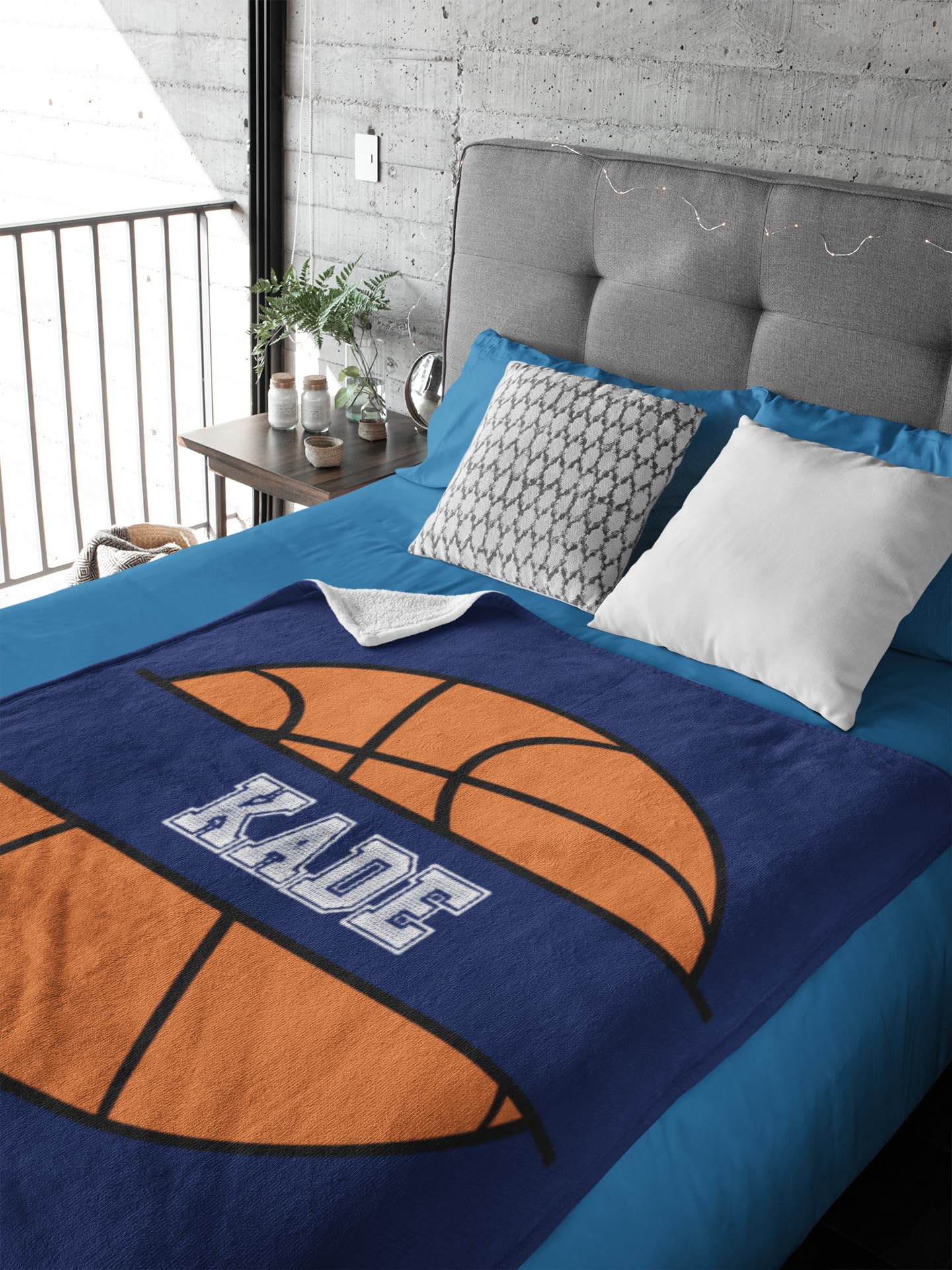 Custom Basketball Fleece & Sherpa Throw Blanket for Kids - Personalized NBA Team Logo Blanket for Boys Girls, Toddler & Youth - Soft Warm Cozy Indoor Outdoor Blanket for Basketball Fans, Gifts, Bedroom, Sofa & Game Day Snuggling