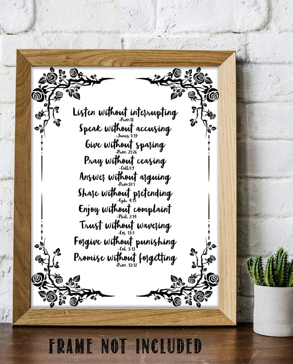 Marriage Rules Bible Quote Wall Art - Inspirational Christian Scripture Prints for Home & Office - Black and White Religious Decor for Women - Perfect for Wedding Gifts, Bedroom & Faith-Based Spaces