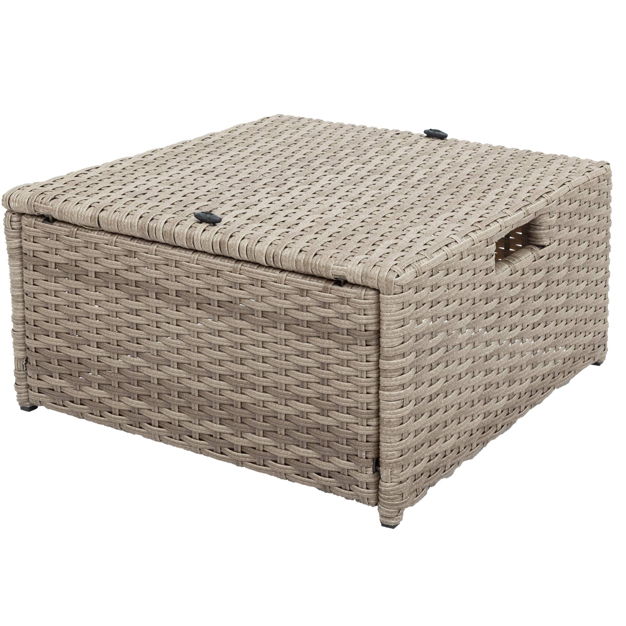 Danxee 4-Piece All-Weather Outdoor Patio Furniture Set with Ottoman - Wicker Rattan Sectional Sofa, Cushions & Glass Top Table - Beige - Perfect for Backyard, Garden, Poolside & Patio Relaxation