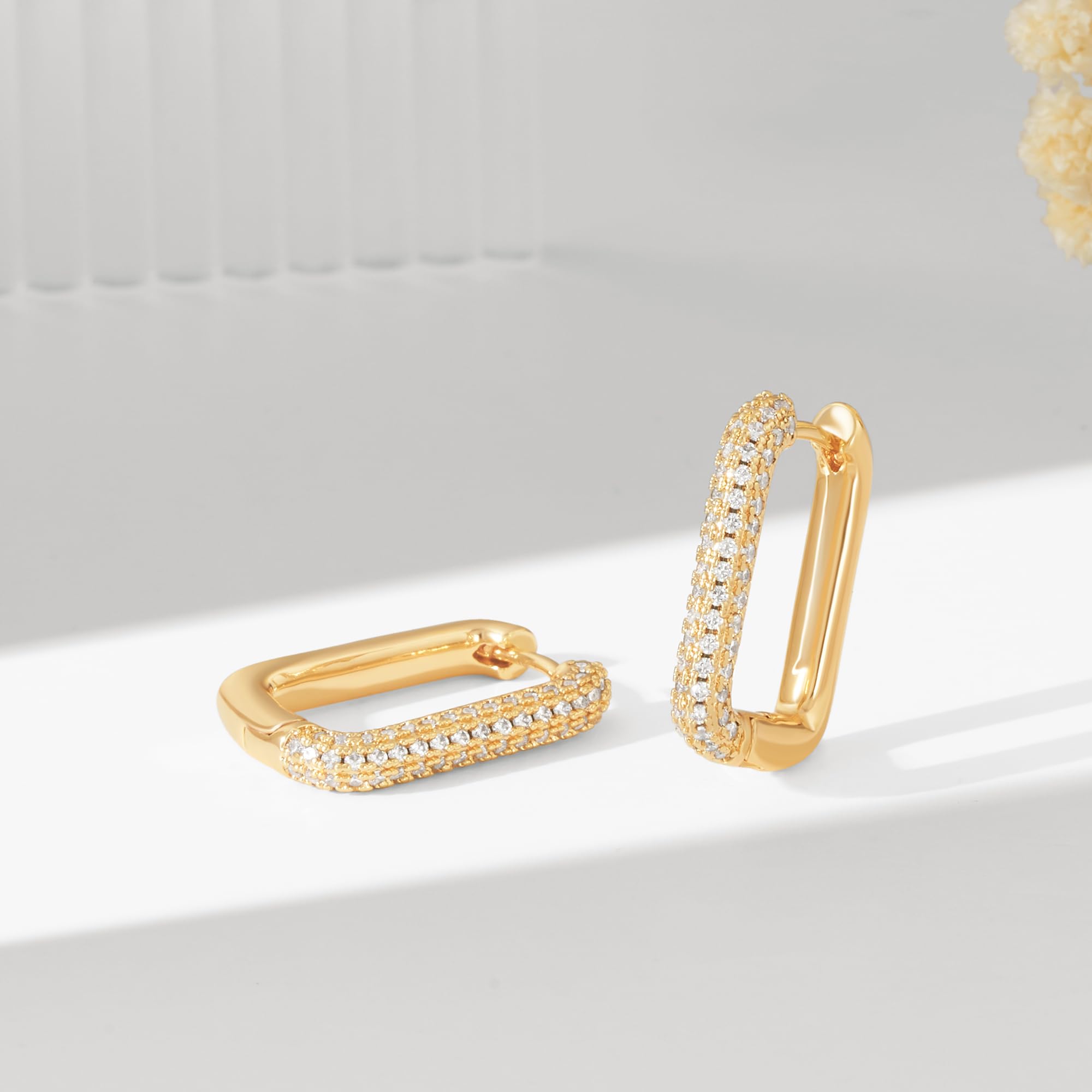 VACRONA 14k Gold Plated Cubic Zirconia Huggie Hoop Earrings - Tiny Lightweight Small Hoops for Women, Perfect for Everyday Wear, Parties & Gifts