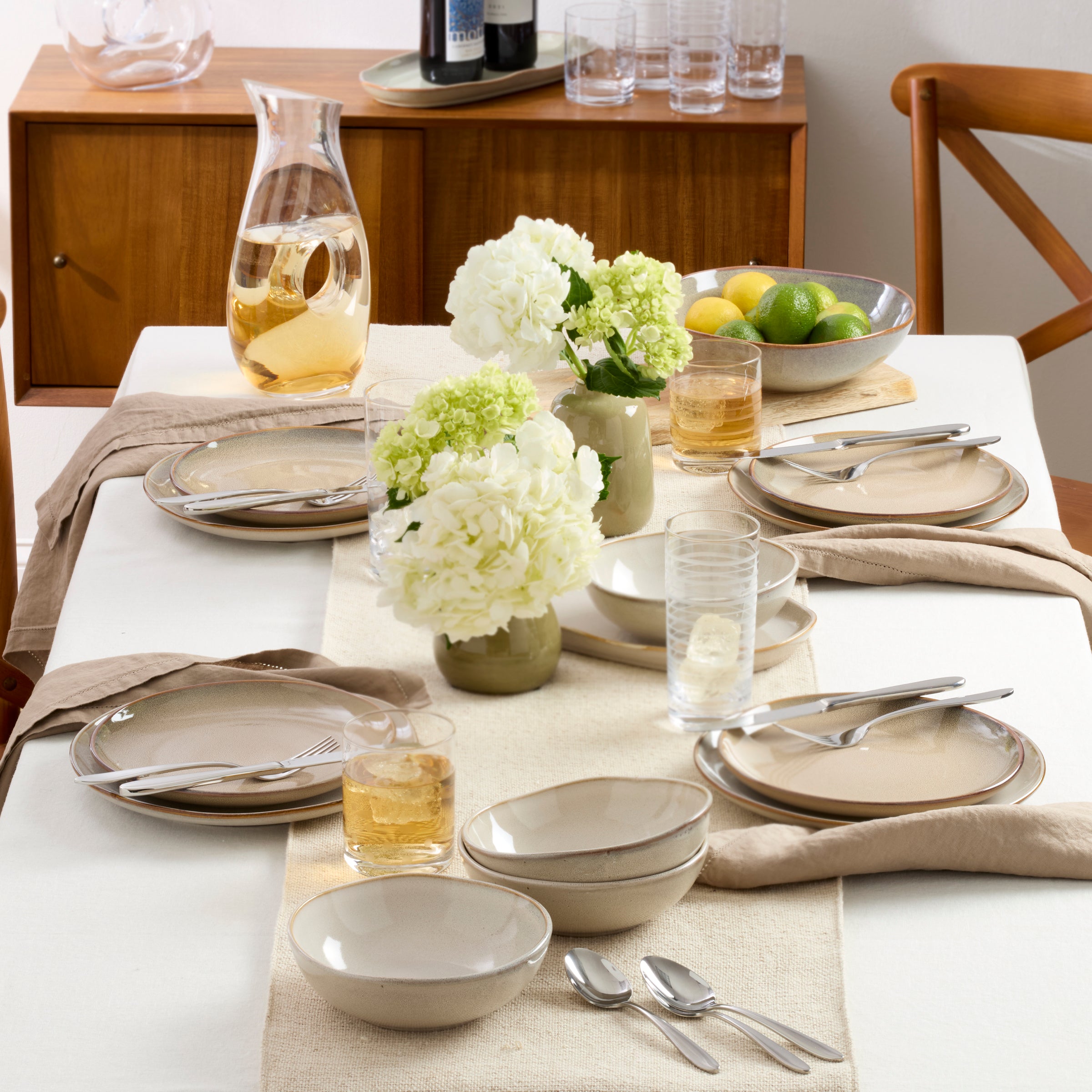 Organic Oatmeal 12-Piece Dinnerware Set - Stoneware Plates, Bowls & Mugs for Everyday Use, Family Dinners & Entertaining Guests