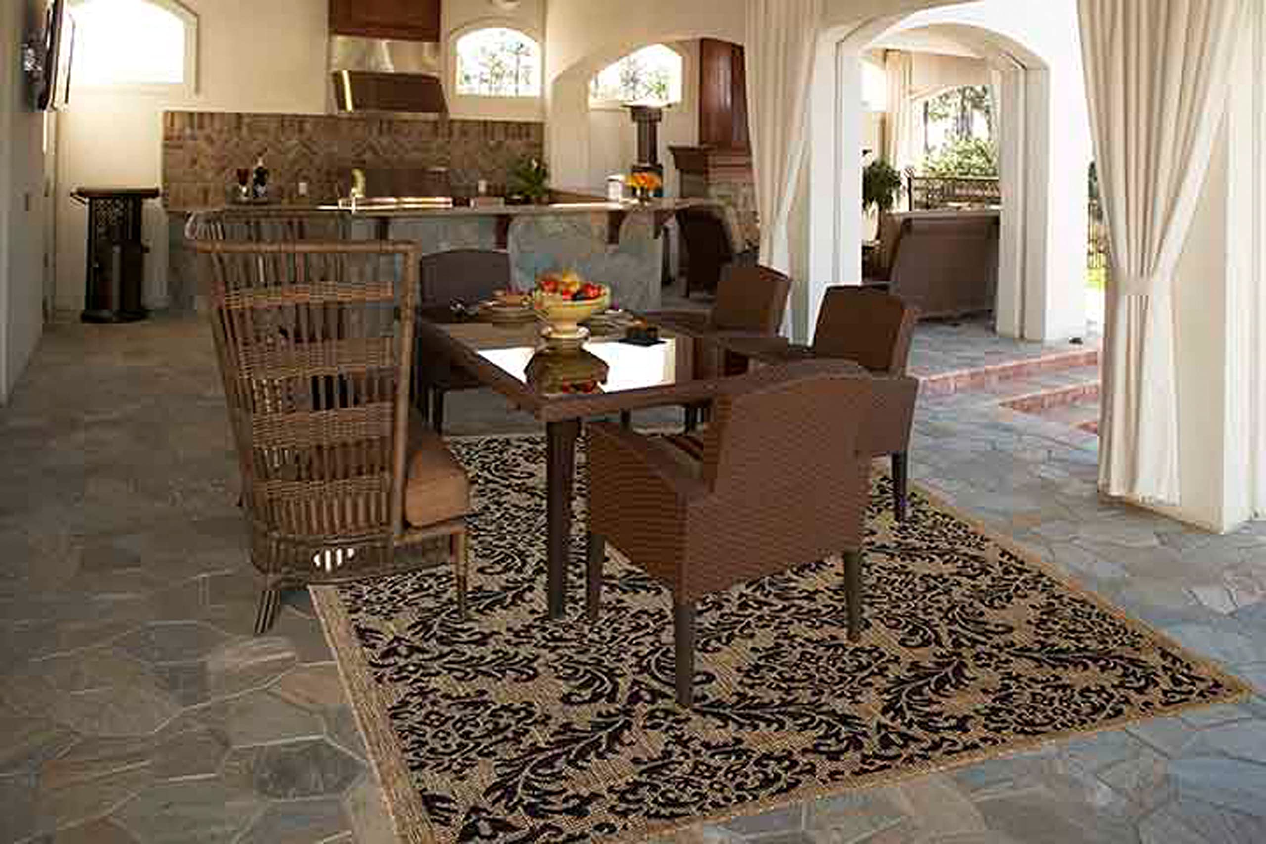 Premium Grandeur Gold Indoor/Outdoor Flatweave Rug - Modern Waterproof Patio, Poolside, Camping & Picnic Carpet - Perfect for Backyard, Deck, Beach and Outdoor Gatherings