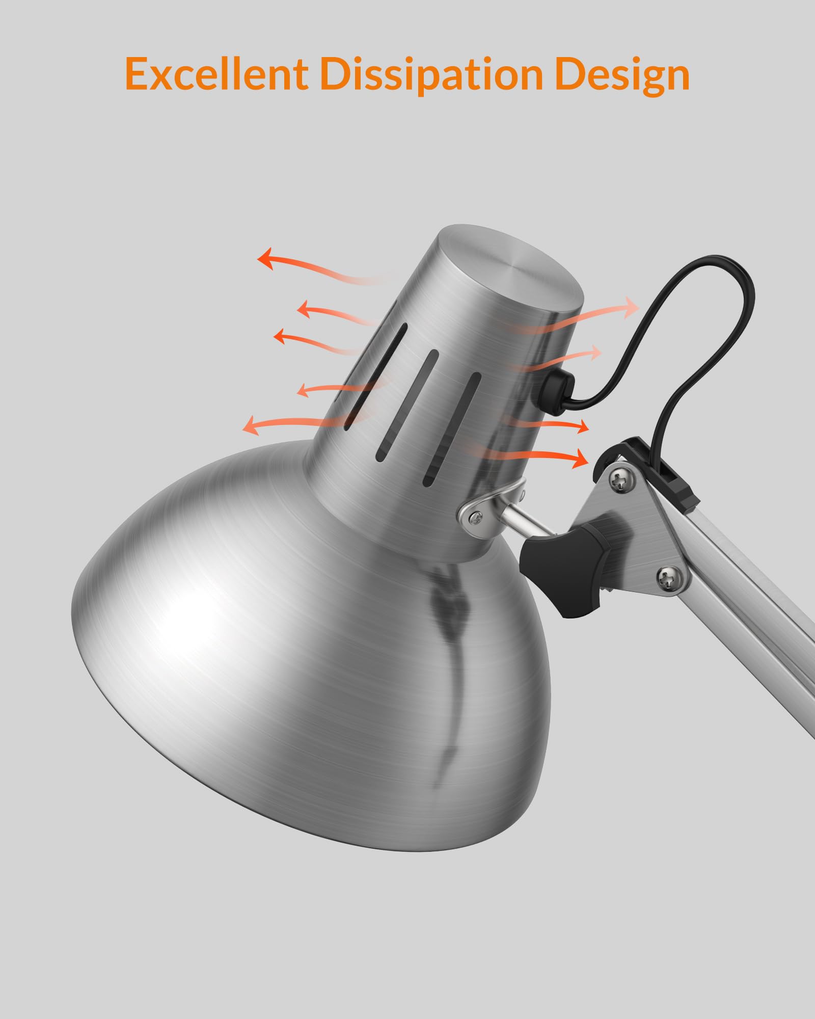 LEPOWER Adjustable Metal Desk Lamp with Clamp - Architect Swing Arm Task Light, Eye-Caring Reading Lamp for Study, Office & Bedroom - Silver (Perfect for Late-Night Work, Reading & Home Office Setup)