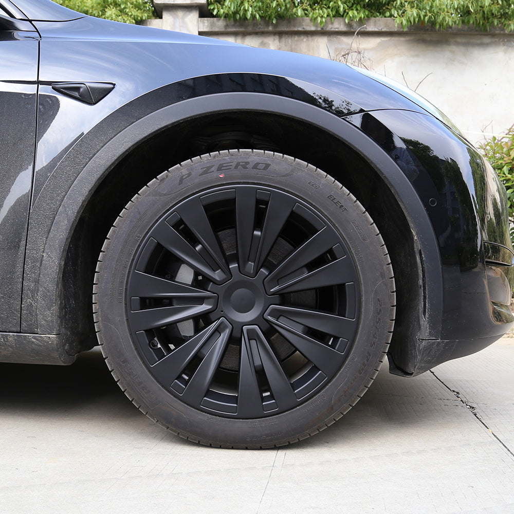 EVBASE 19 Inch Tesla Model Y Turbine Wheel Covers - 4PCS Matte Black Sport Rims for Model X Version | Enhance Style & Protect Alloy Wheels | Perfect for Daily Commuting & Road Trips