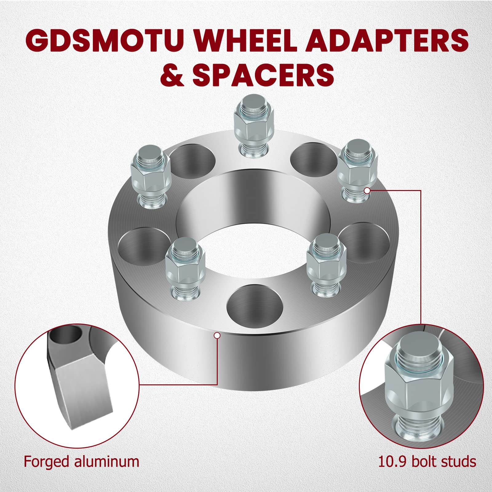 5x5 to 5x127 Wheel Spacers 2 Inch - Compatible with Jeep Grand Cherokee WK (2005-2010), Wrangler JK/JKU (2007-2018), Commander XK (2006-2010), Grand Cherokee WJ (1999-2004) - 87.1mm Bore with 1/2