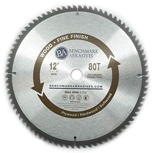 **Benchmark Abrasives 12 Inch 80-Tooth TCT Saw Blade - Tungsten Carbide Tipped Circular Saw Blade for Wood Cutting - Fits 5/8