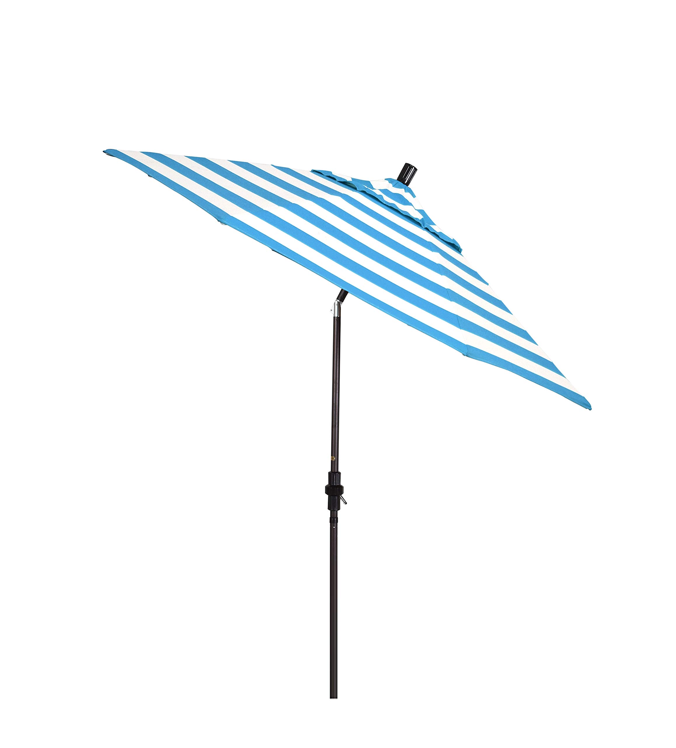 9' Round California Patio Umbrella with Crank Lift & Tilt - Aluminum Pole & Fiberglass Ribs - Bronze Sunbrella Cabana Regatta Fabric - Perfect for Poolside, Backyard, and Outdoor Dining