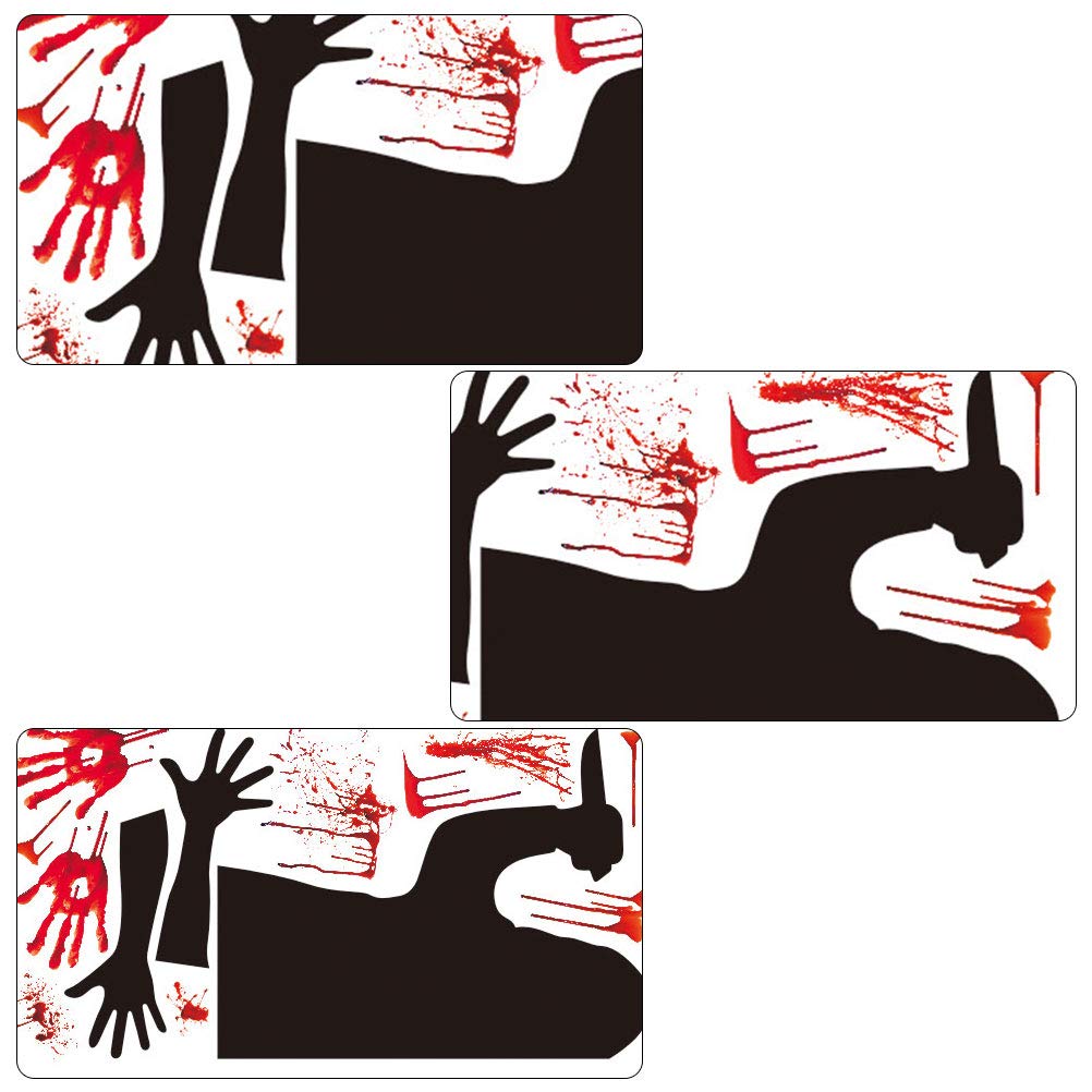 BESPORTBLE Halloween Blood Handprint Stickers - Vampire Zombie Party Decor, Spooky Crime Scene Wall Decals, PVC Ghost Stickers for Halloween Party Decorations & Haunted House Props