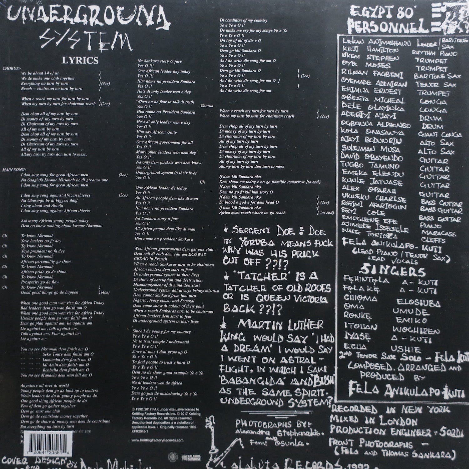 FELA KUTI 'Underground System' Vinyl LP Record - 1992 Afrobeat Music Album - Perfect for Music Collectors & Afrobeat Enthusiasts