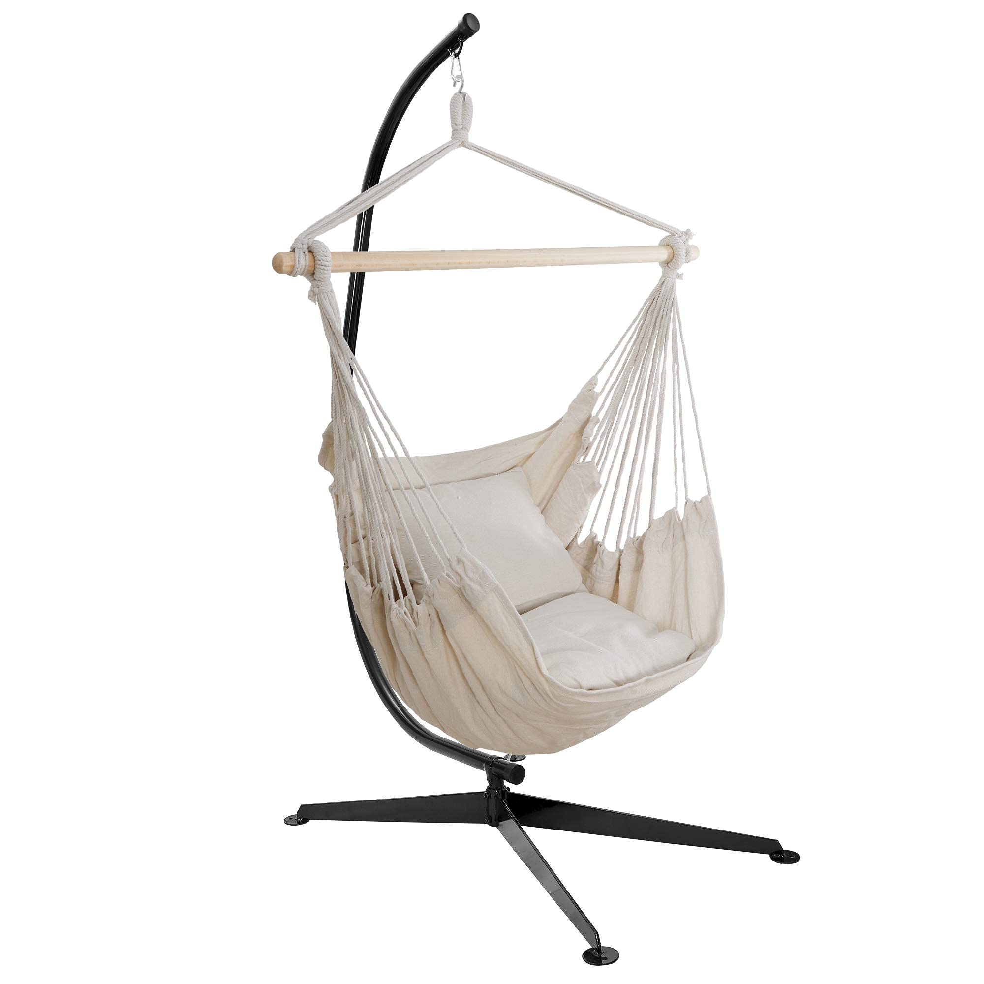 Heavy Duty Steel Hanging Hammock Stand - Indoor/Outdoor C-Shaped Frame for Swing Chairs - Perfect for Patio, Garden, Backyard & Relaxation Spaces