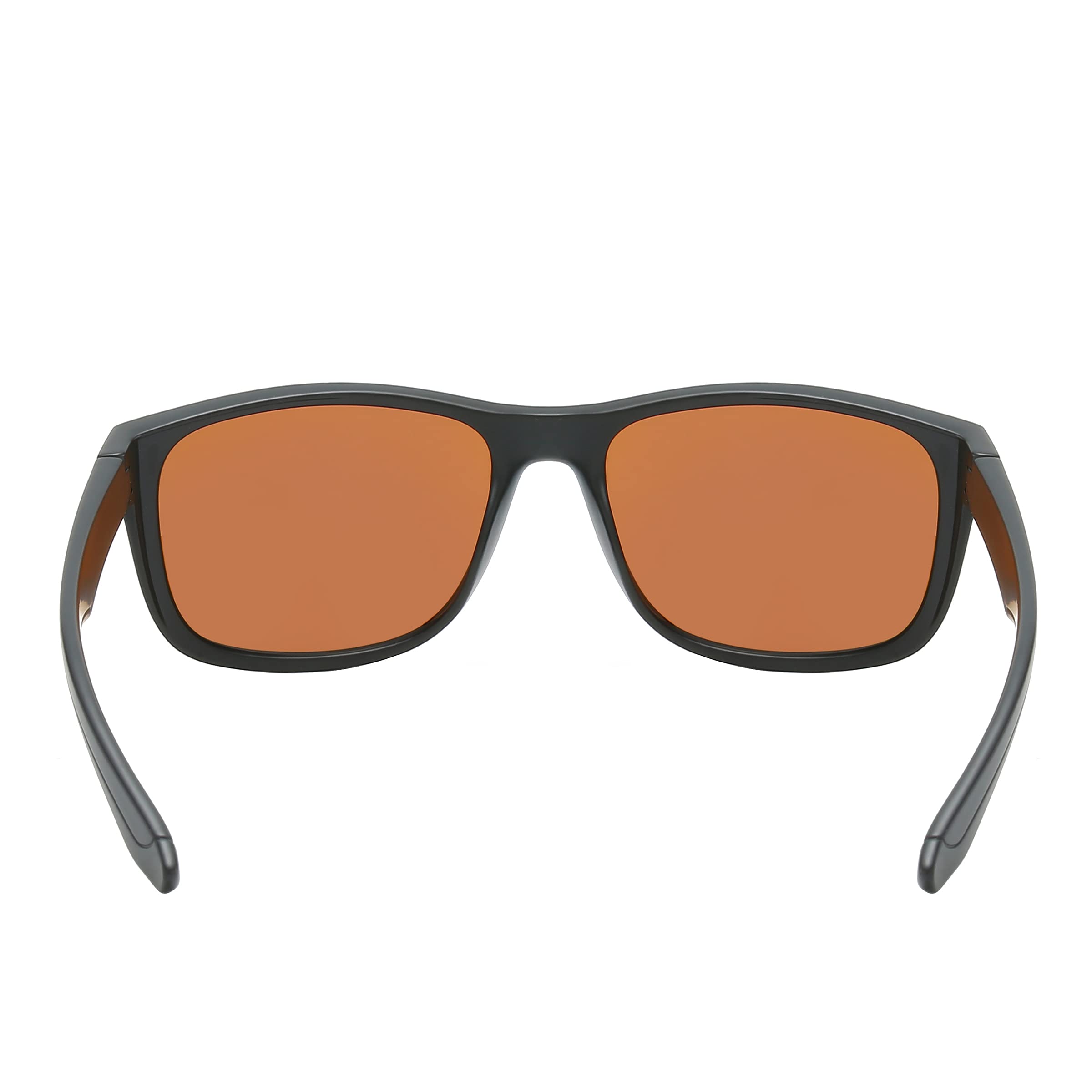Piranha Logan Men's Polarized Square Frame Sunglasses - Black with Green Mirror Lens for Driving, Fishing & Outdoor Activities