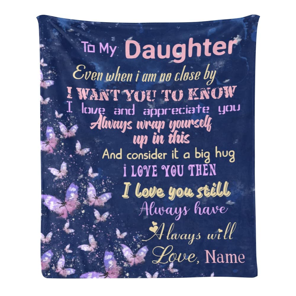 **Personalized Fleece Throw Blanket with Name - Custom Butterfly Blanket for Daughter, Soft & Cozy 50x60 Inch - Perfect Gift for Birthday, Christmas & Special Occasions**