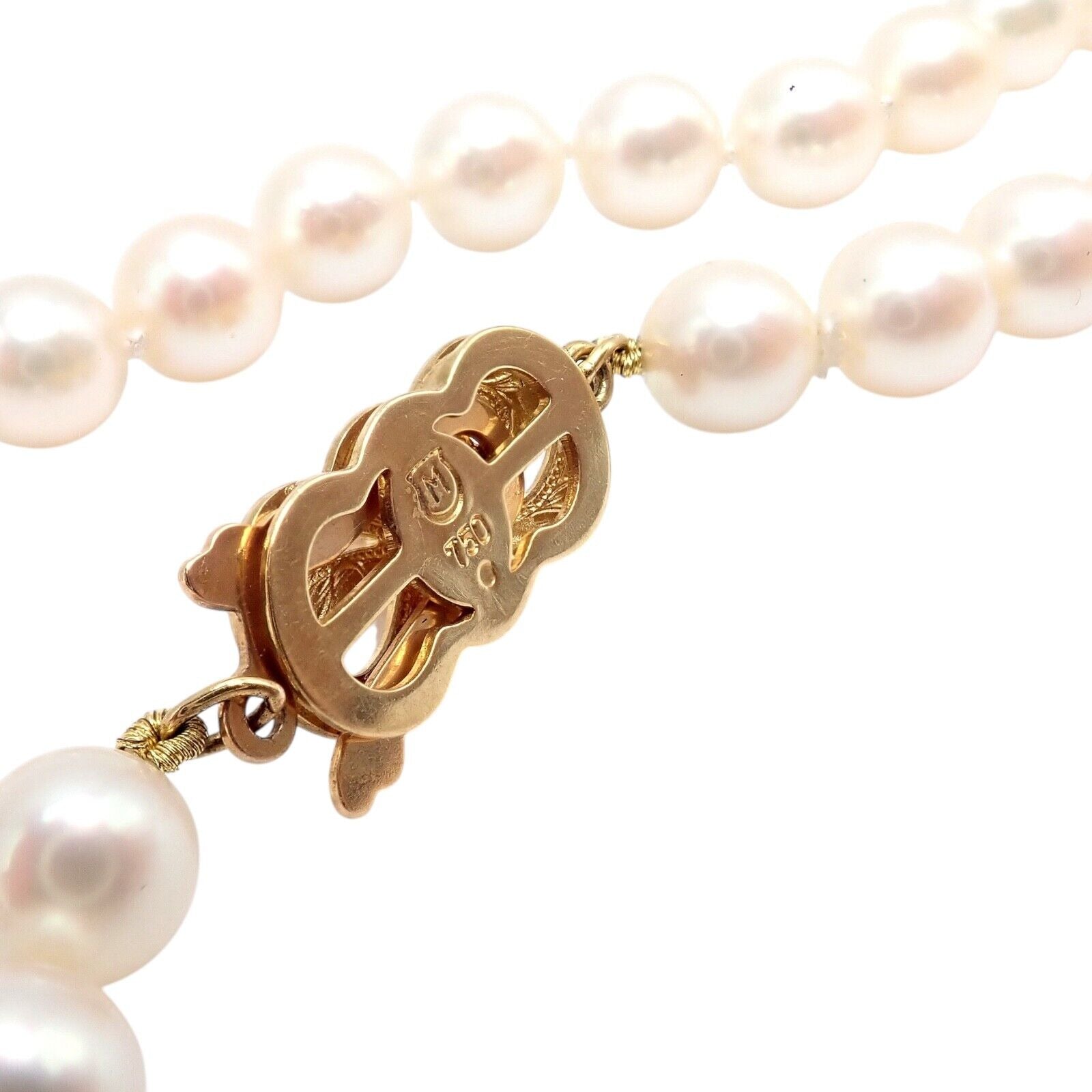 Authentic Mikimoto 18k Yellow Gold 6.5mm Pearl 18