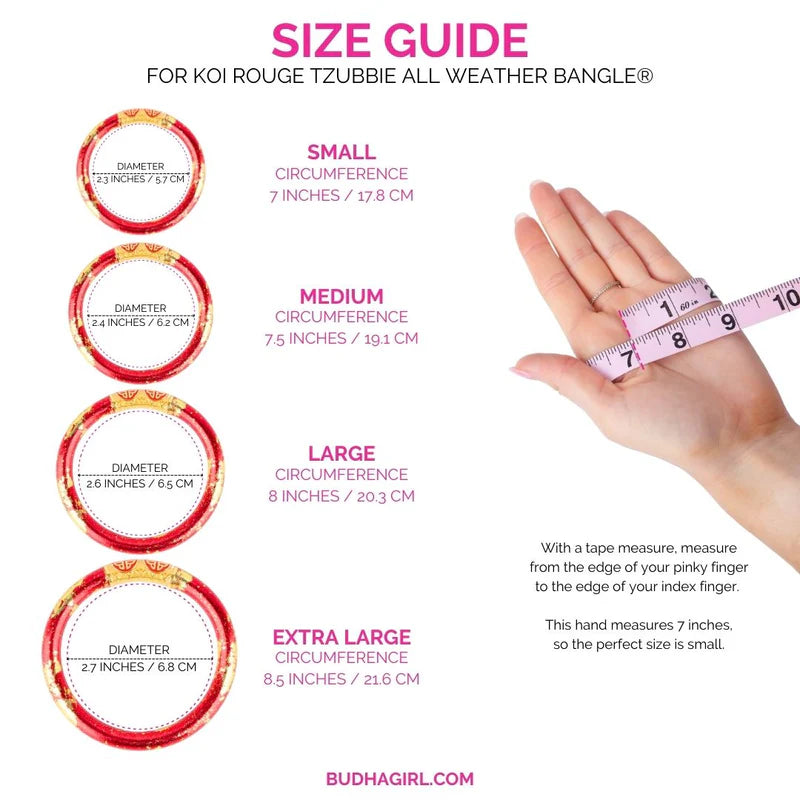 BuDhaGirl KOI Rouge Tzubbie All Weather Bangle - Stylish Waterproof Bracelet for Women, Perfect for Swimming, Travel & Everyday Wear