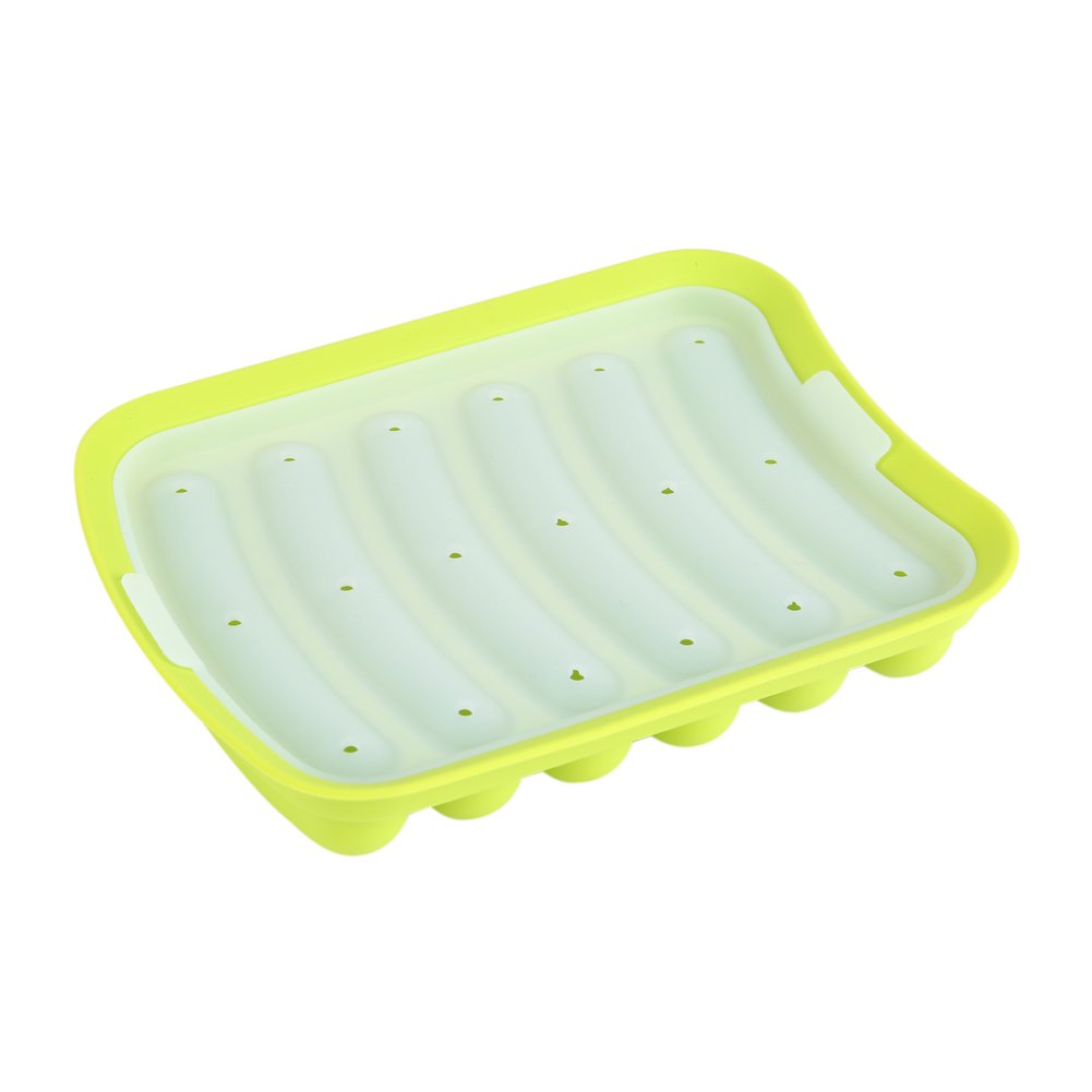 BORDSTRACT 6-Cavity Silicone Sausage Mold for DIY Hot Dogs - Non-Stick Baby Food Maker & Baking Tool (Green) - Perfect for Kids' Snacks, Homemade Treats & Kitchen Baking Accessories