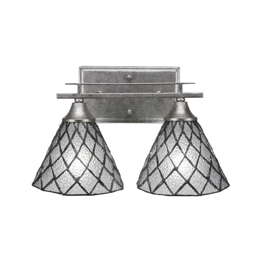 Uptowne 2-Light Bathroom Vanity Light Fixture in Aged Silver Finish (132-AS-9185) - Perfect for Modern Bathroom, Powder Room, and Spa Decor