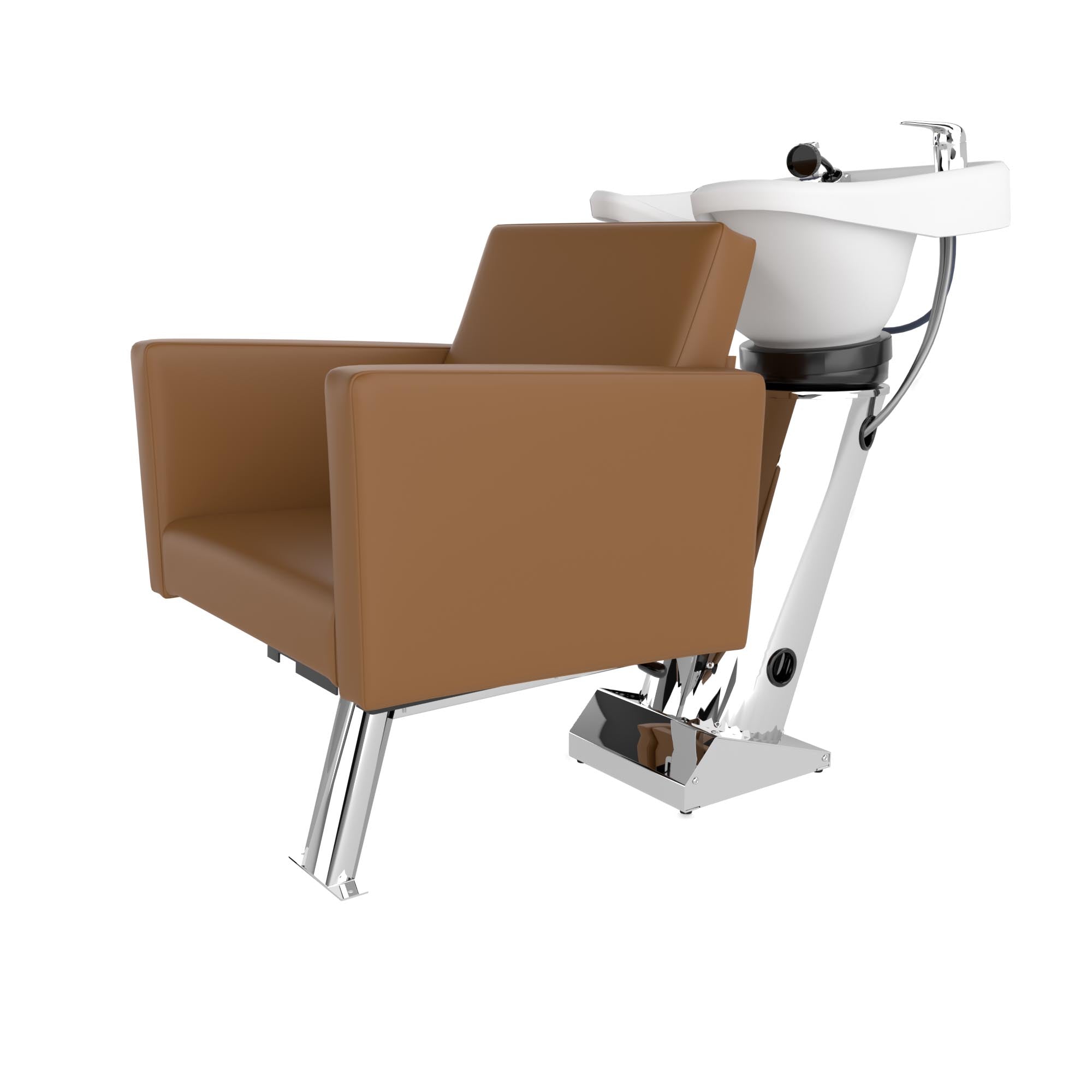 Brixen Backwash Shampoo Shuttle on Jeffco Polished Stainless Steel Chassis - Professional Salon Hair Washing System for Spa & Barber Shops