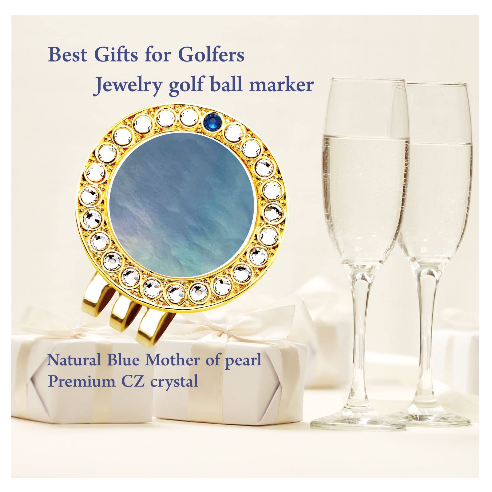 Pearl Crystal Golf Ball Marker Hat Clip - Premium Golf Accessories & Unique Golf Gifts for Women | Perfect for On-Course Marking & Stylish Golf Fashion