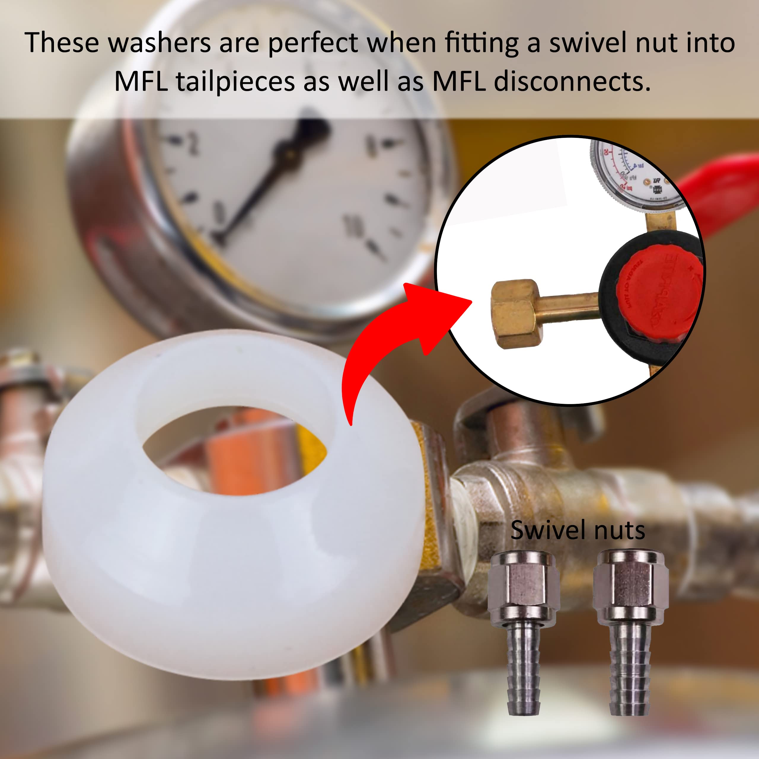1/4 Inch Flare White Washer - Pack of 25 - Perfect for Plumbing, Automotive & DIY Projects