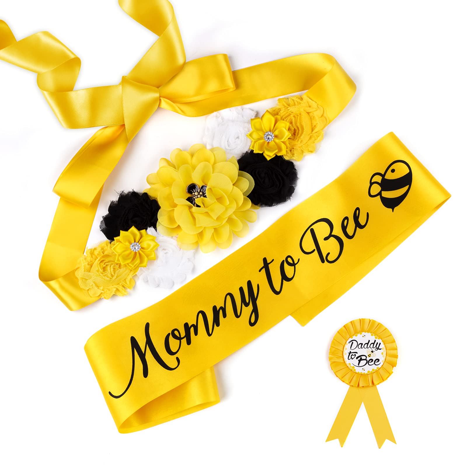 Mom to Be Sash & Corsage Pin Set - Baby Shower Decorations, Pregnancy Photo Props & Gender Reveal Supplies - Perfect for Maternity Dresses, Mommy to Be Gifts & Special Occasions