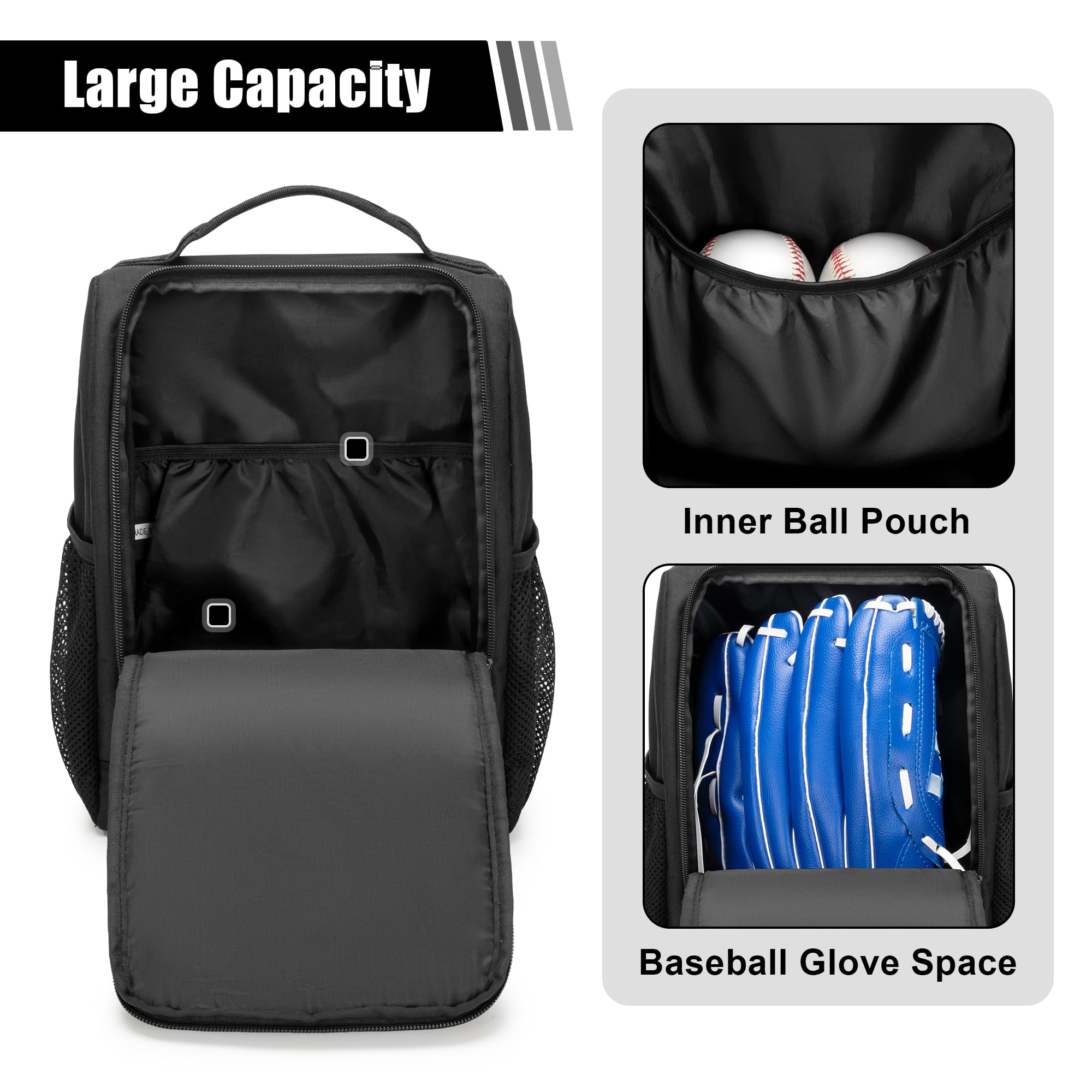 Premium Single Baseball Glove Case - Durable Glove Holder for Baseball & Softball - Black Glove Bag with Multiple Storage Pockets - Perfect for Practice, Games & Equipment Organization