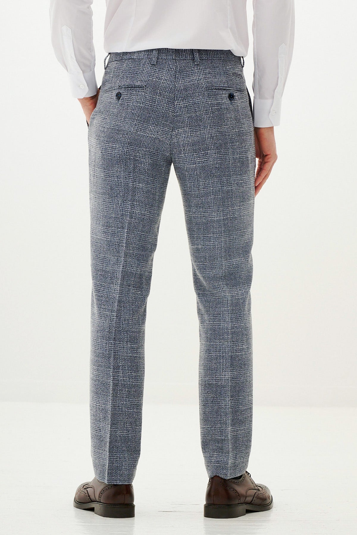 KRIS Sky Blue Tweed Three Piece Suit for Men - Elegant Formal Business Attire | Perfect for Weddings, Office Meetings & Special Occasions