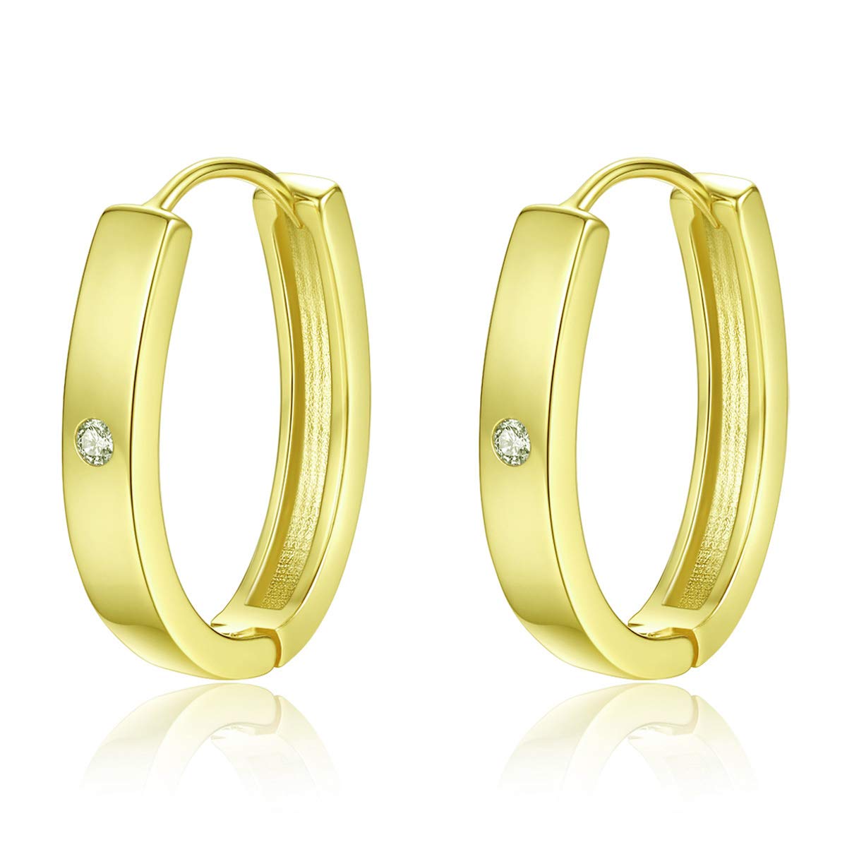 14K Gold/Silver Plated Huggie Hoop Earrings with CZ Stones - Tiny Small Hoop Earrings, Cross Ear Cuff, Initial Huggies, Chunky Twisted Earrings - Minimalist Jewelry for Women & Girls - Perfect for Everyday Wear, Parties, Gifts and Special Occasions