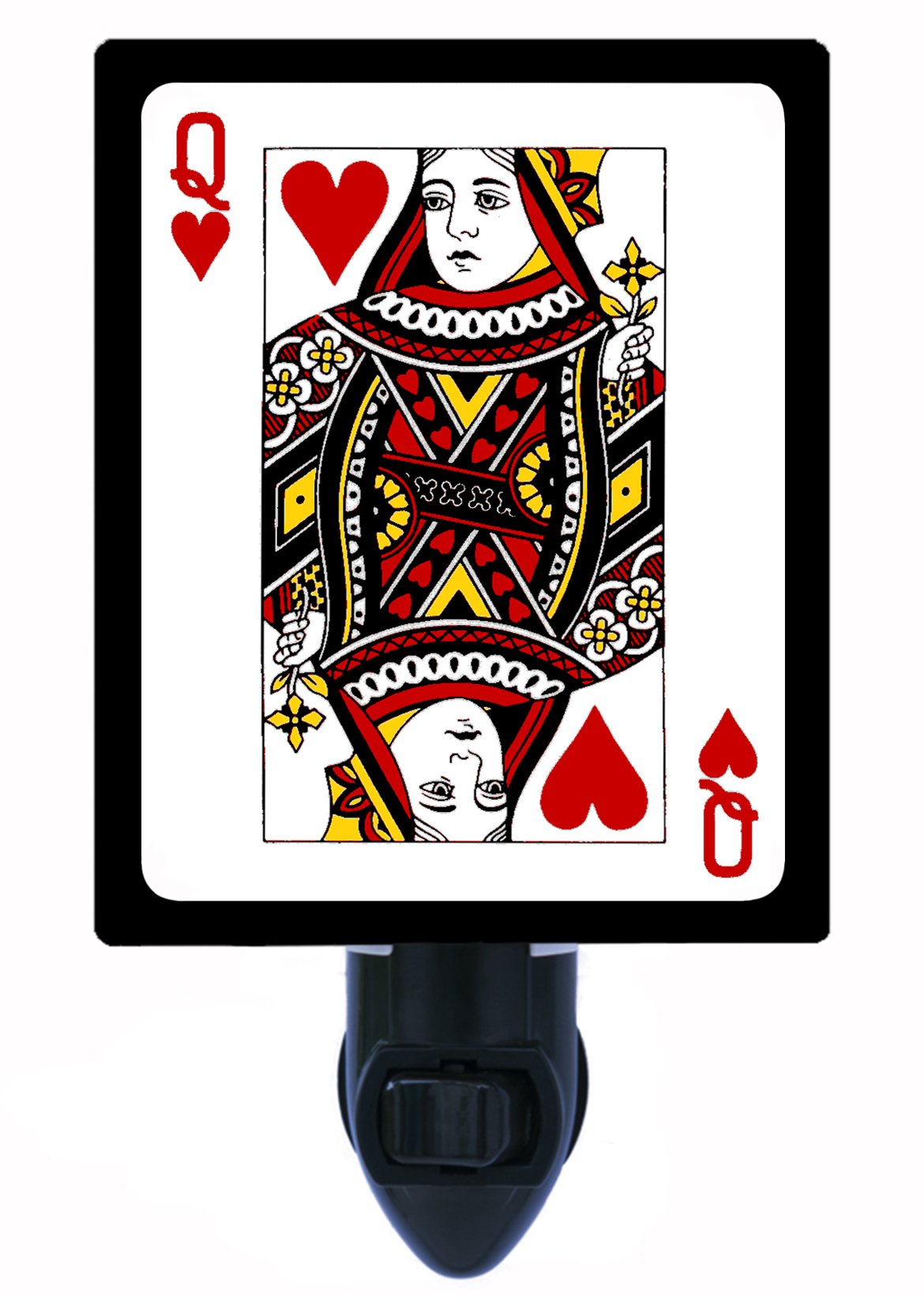 Queen of Hearts Playing Cards LED Night Light - Poker & Gambling Themed Bedroom Decor for Kids & Adults - Perfect for Game Rooms, Bedside, and Nighttime Ambiance