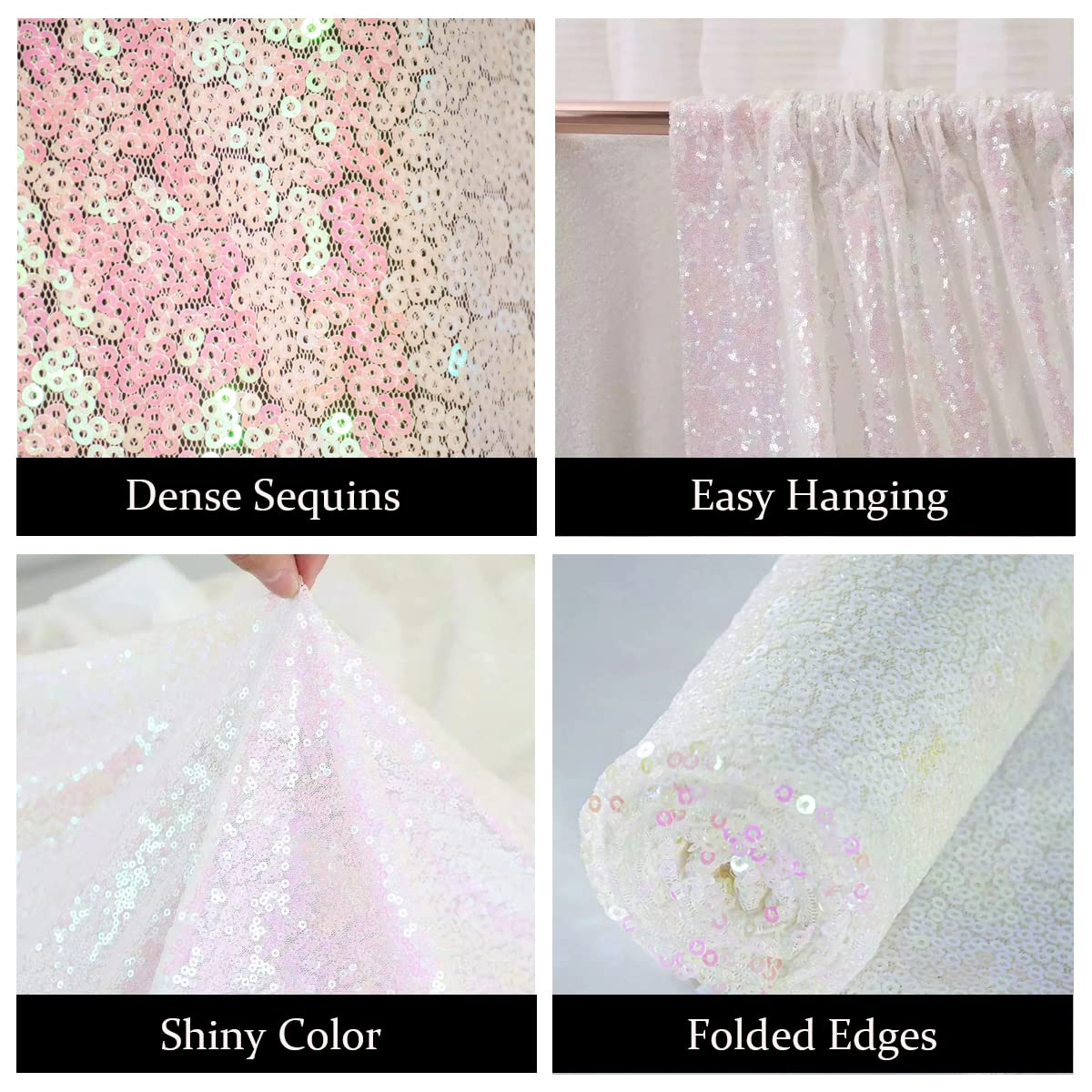 Sparkly Sequin Backdrop Curtains 2x8FT - Party Wedding Decor